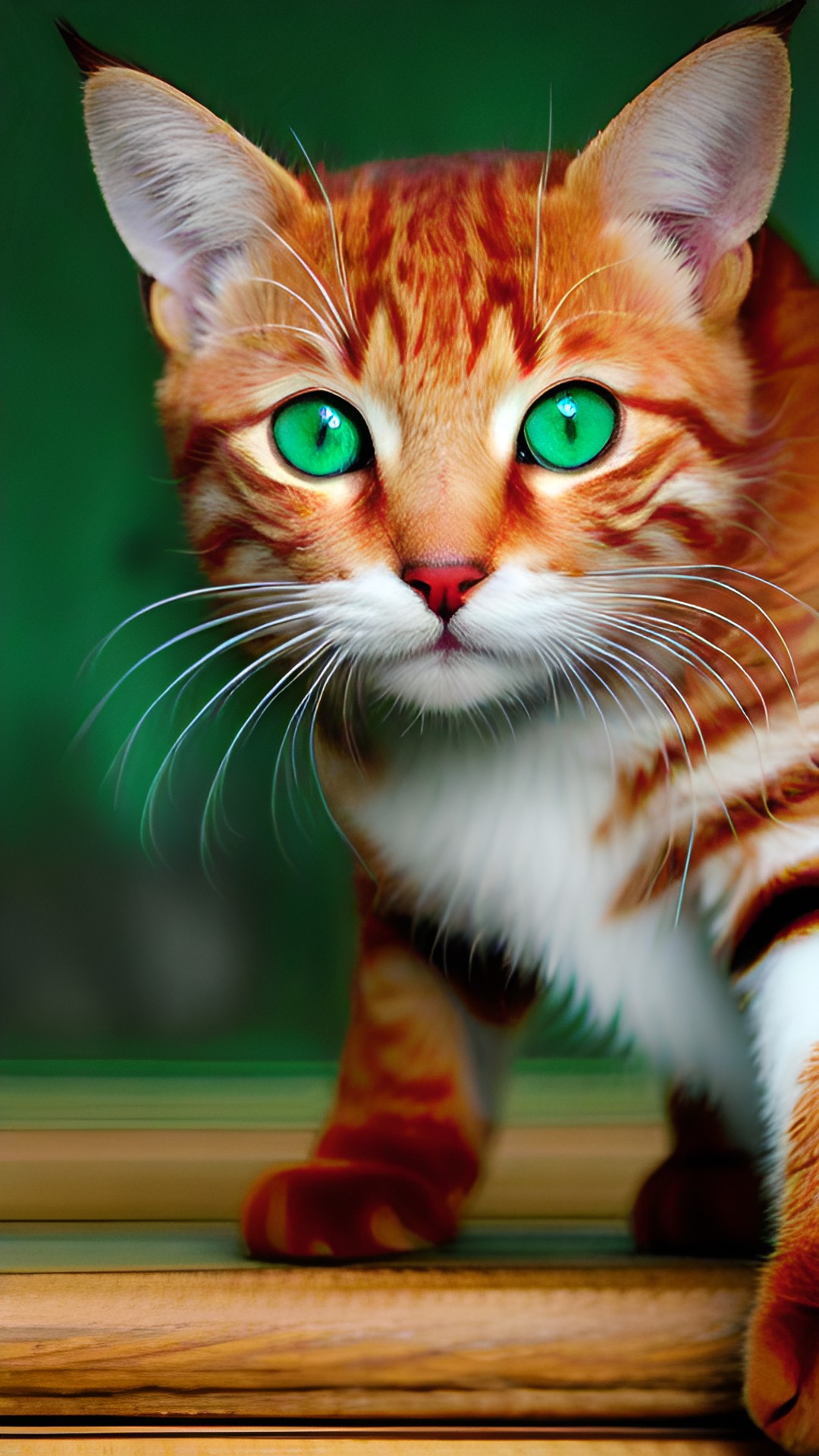 red cat with green eyes. preview