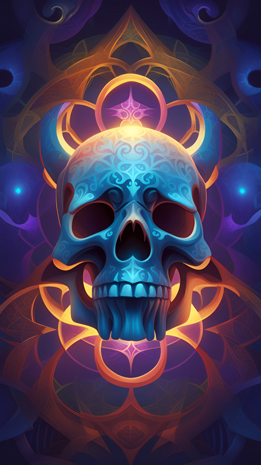 Skull of mind & time - infinite fractals, symbol skull, glow-in-the-dark sigils pattern, extreme details, 8k ultra high definition resolution image preview