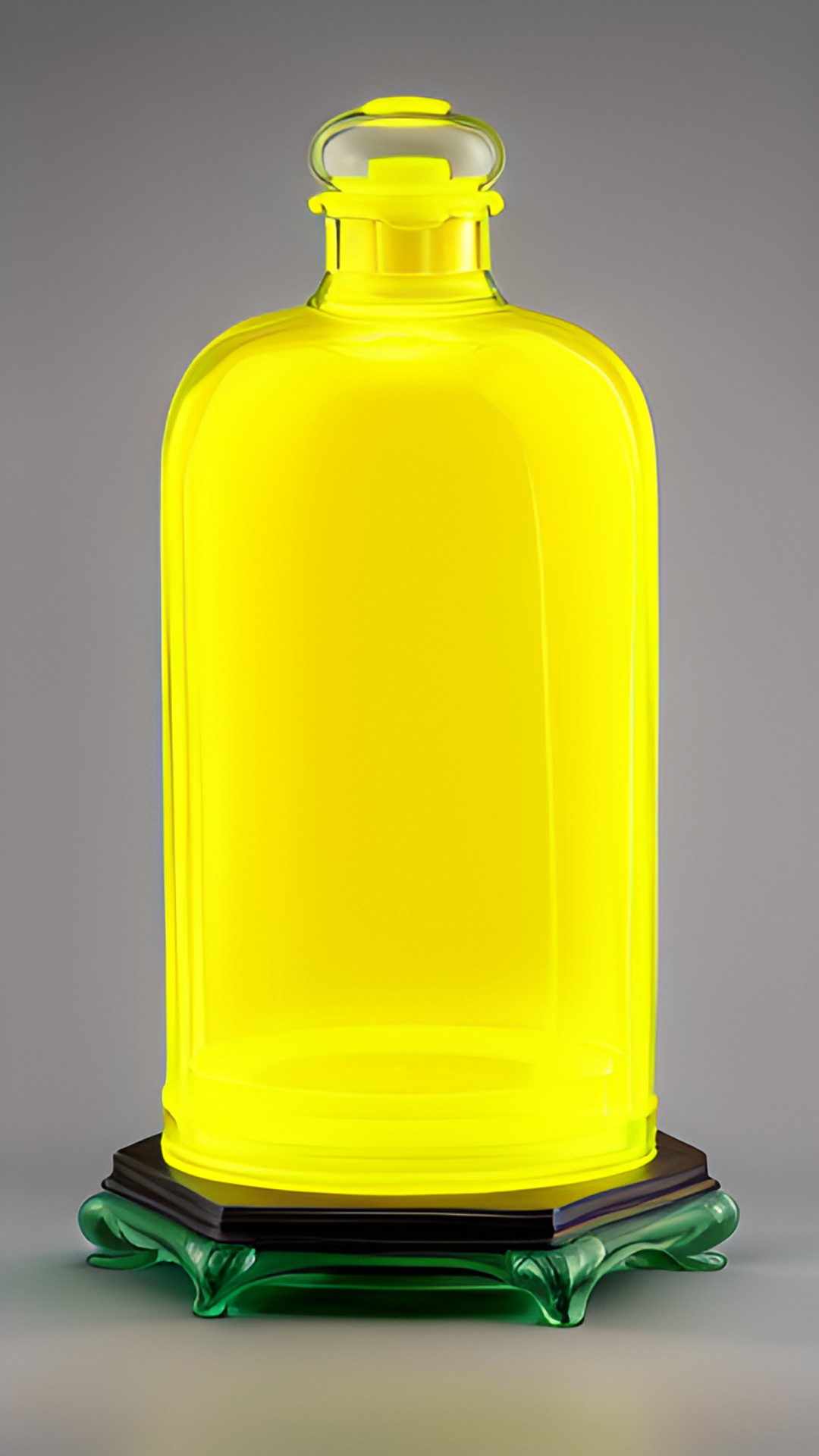 victorian transparent container with a neon yellow shining fluet inside preview