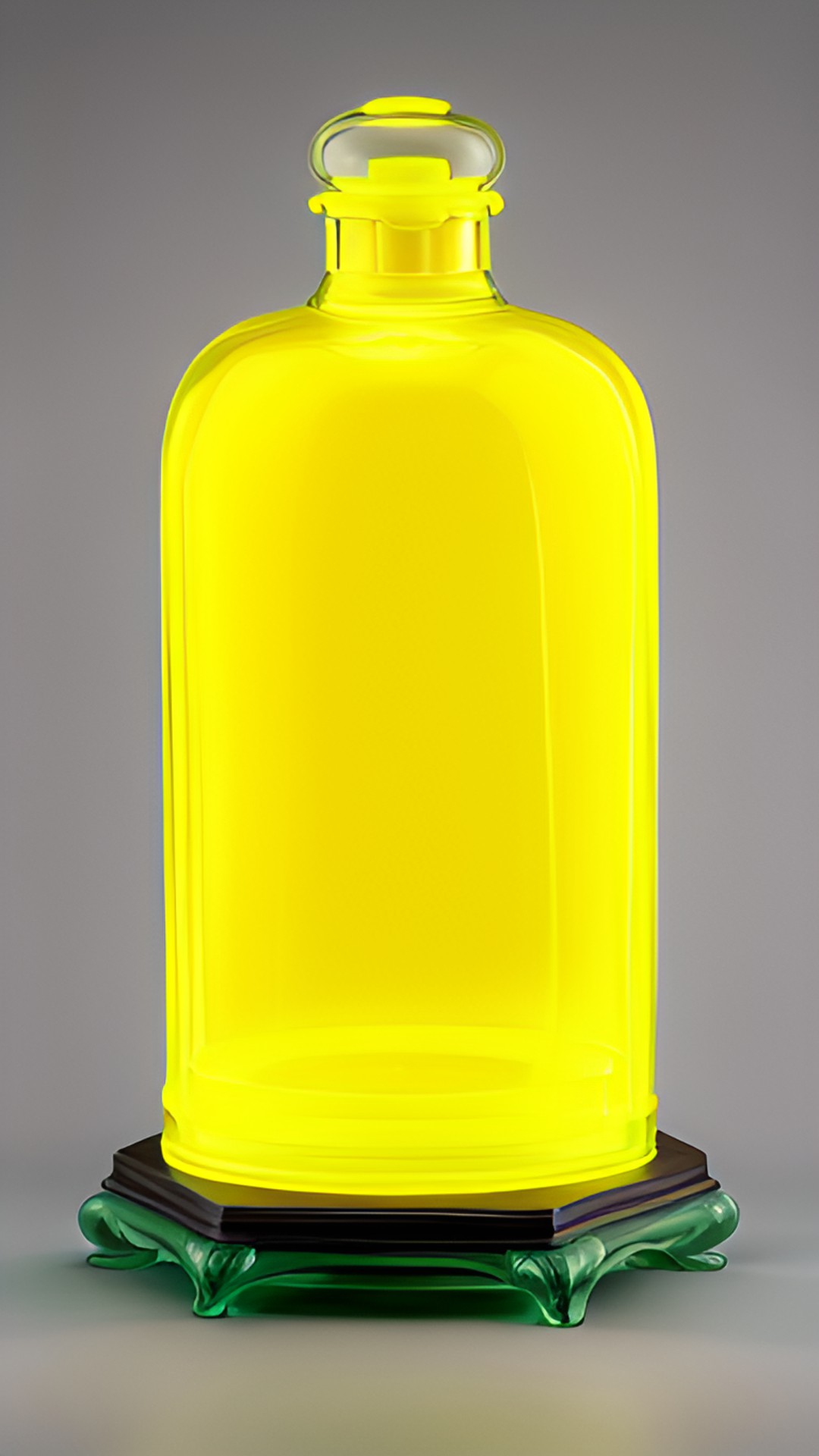 victorian transparent container with a neon yellow shining fluet  inside preview