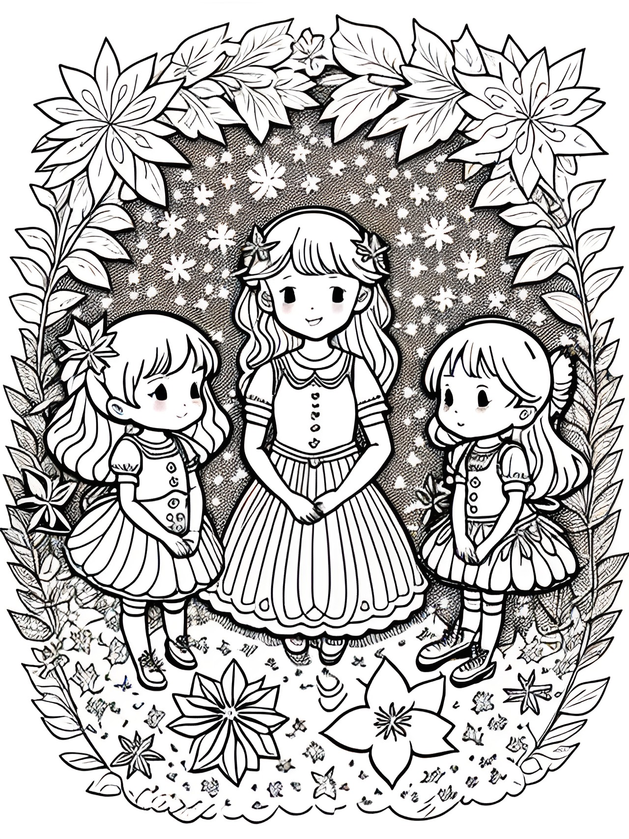 coloring page of spice fairies, cinnamon fairy nutmeg fairy cloves fairy ginger fairy cardamom fairy preview