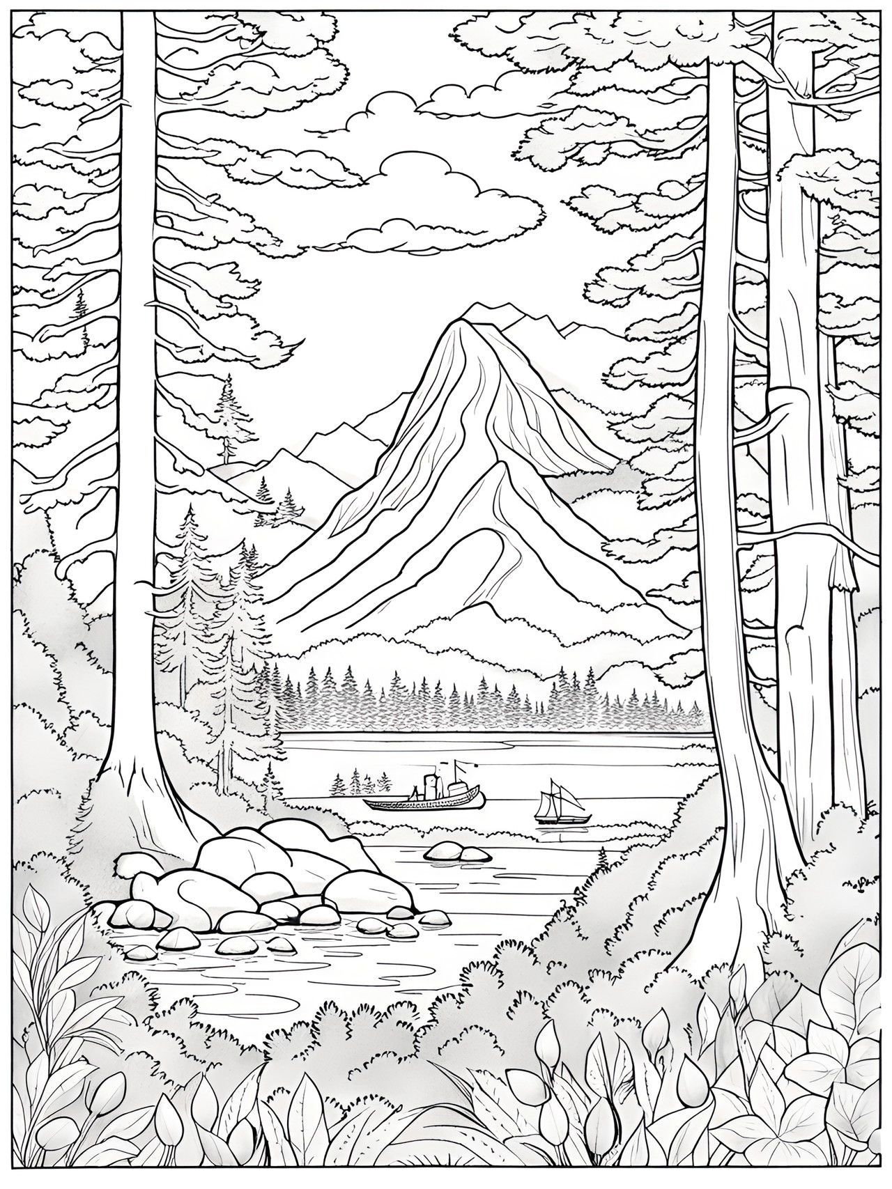 coloring page, camp in the pacific northwest preview