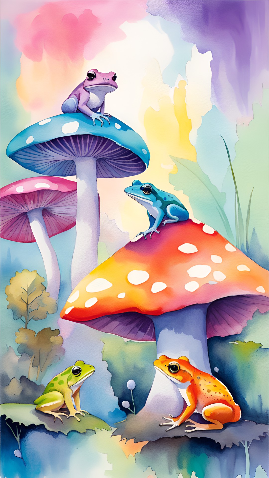 Rainbow forest - mushroom and frogs preview