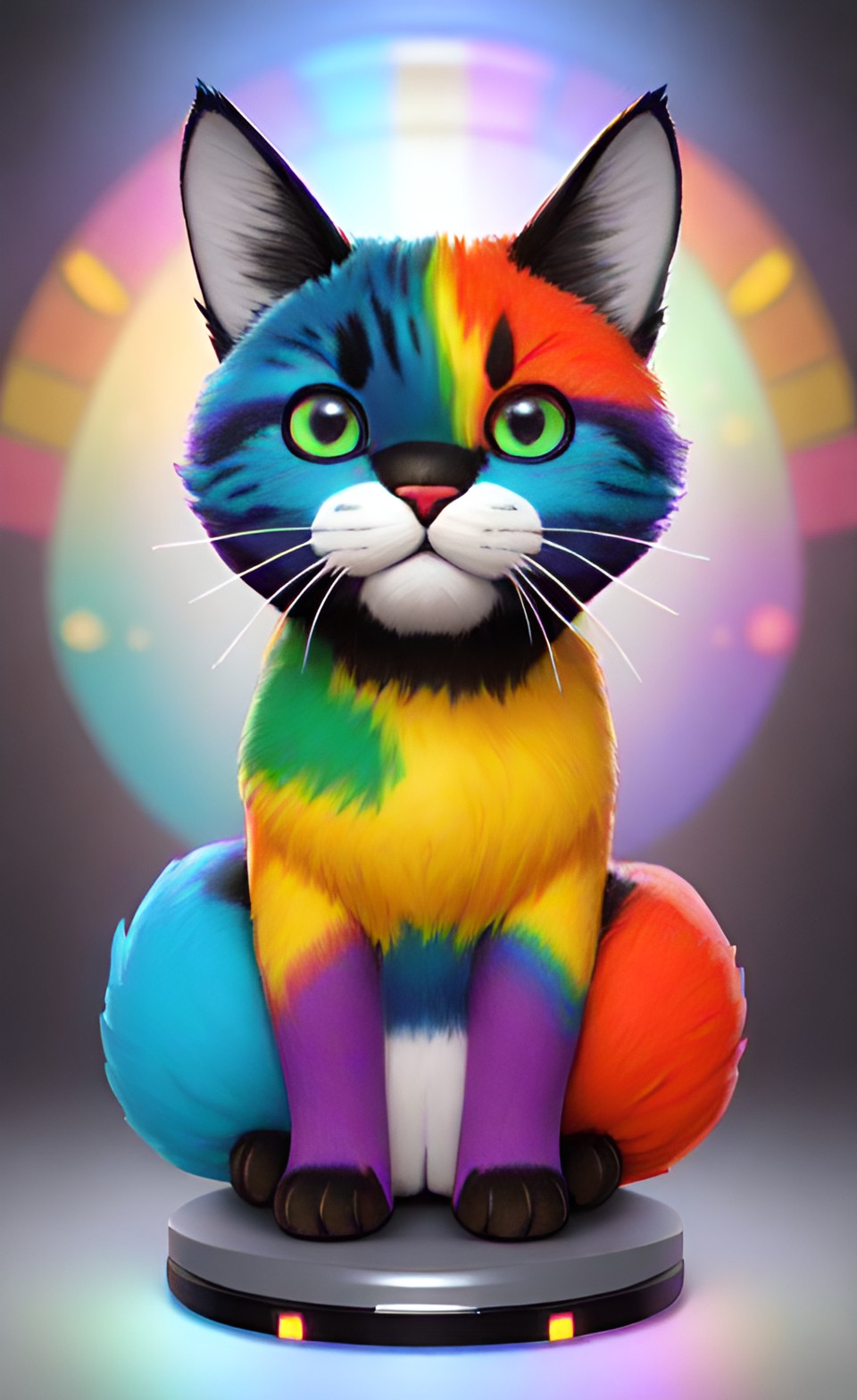 a large number of colorful cats, front view rainbow eyes preview