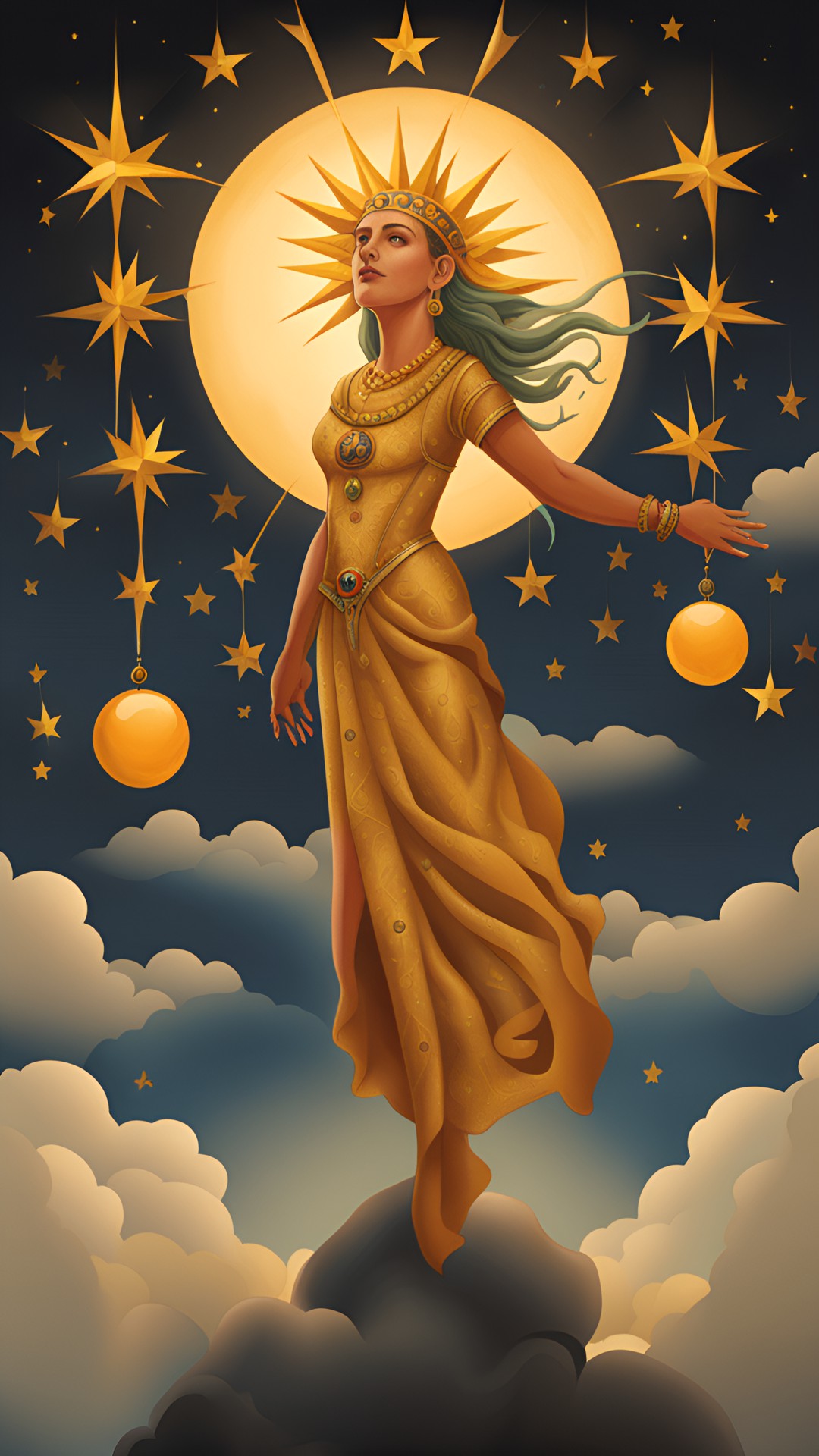 a woman in the sky, with the sun for her clothes, with the moon under her feet, wearing twelve stars on her head preview
