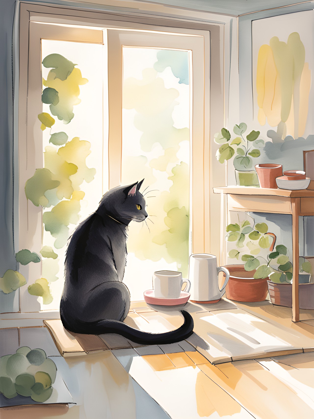 a pleasant morning at home with the cat preview