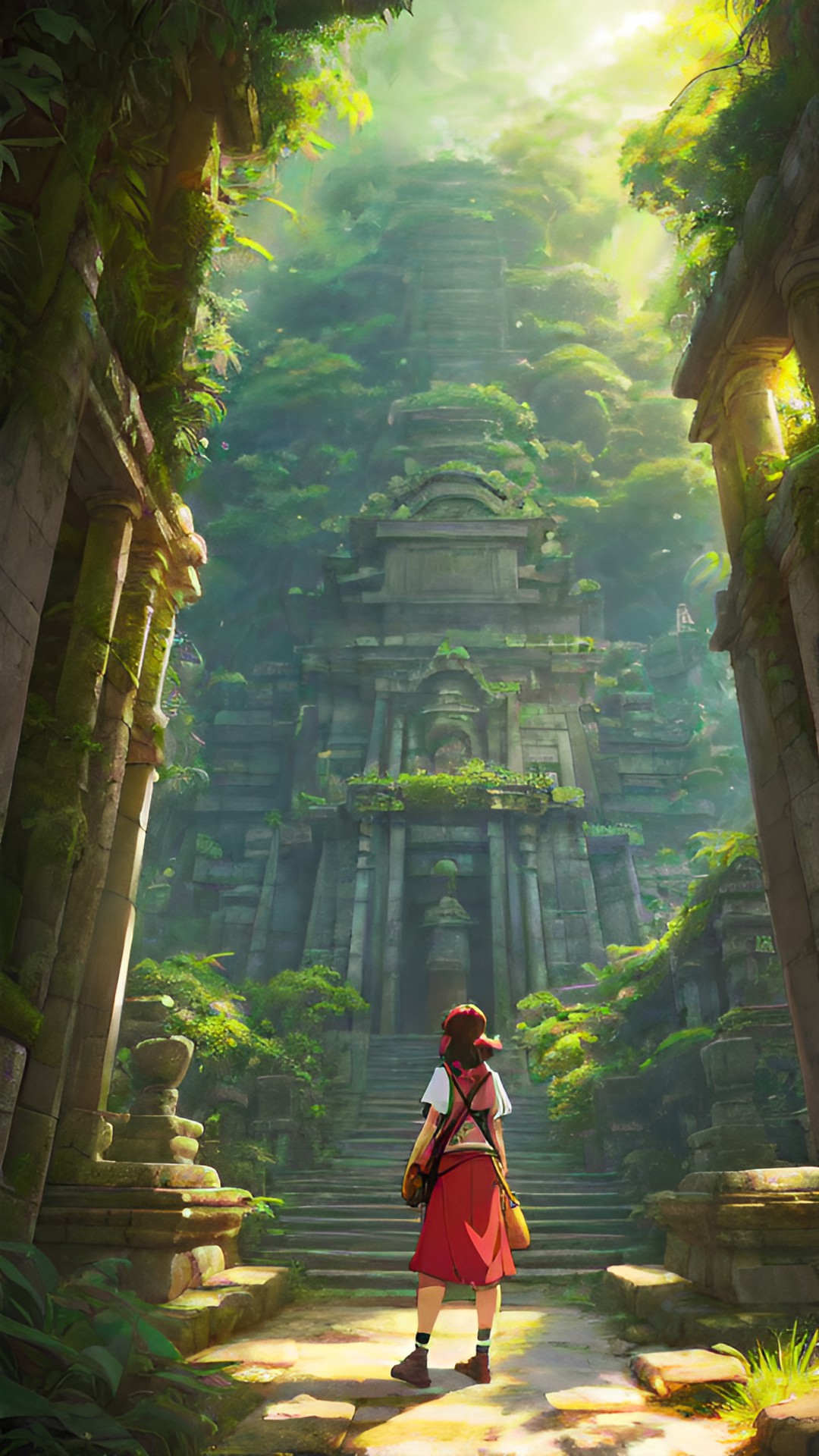 woman in a ancient jungle temple preview