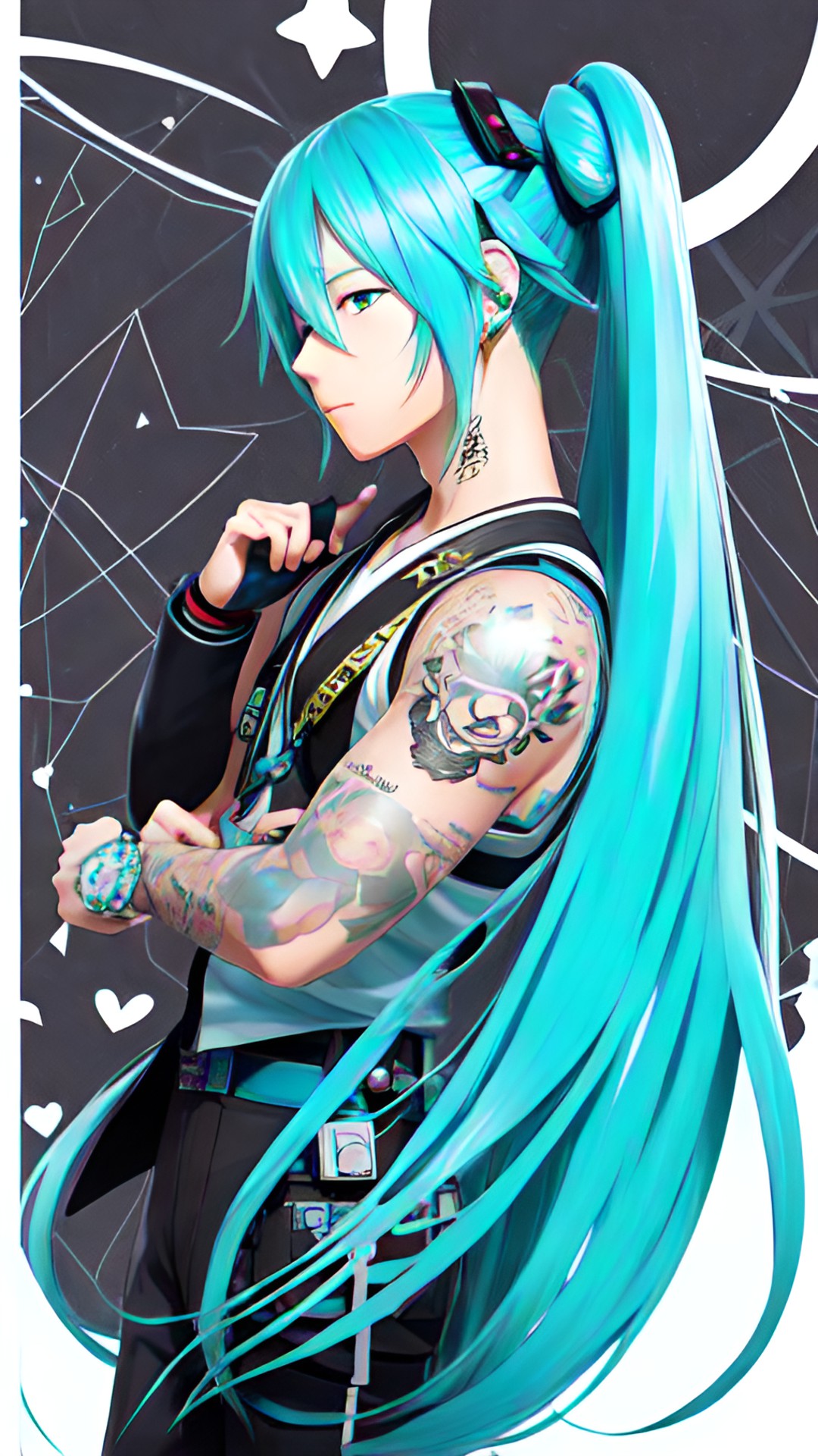 hatsune miku as a male with tattoos preview