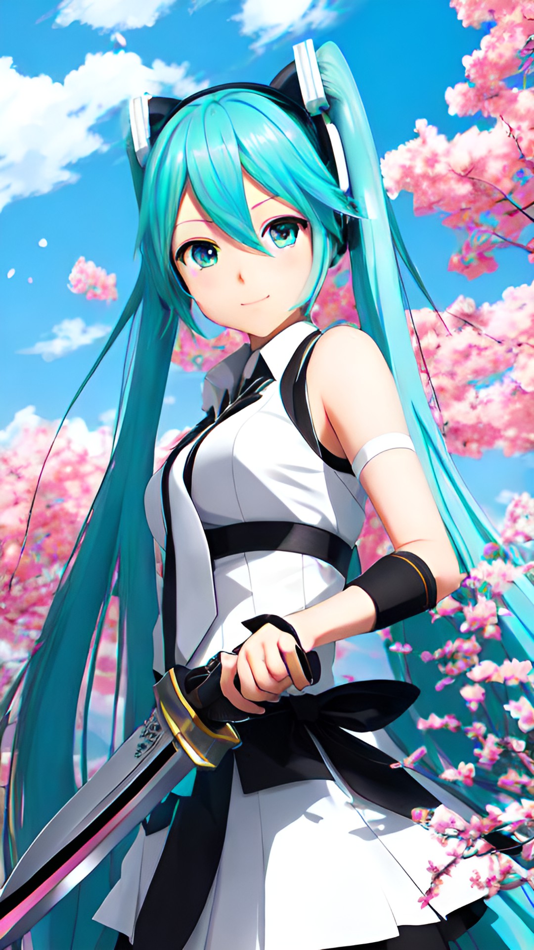 hatsune miku with a knife in her hand preview