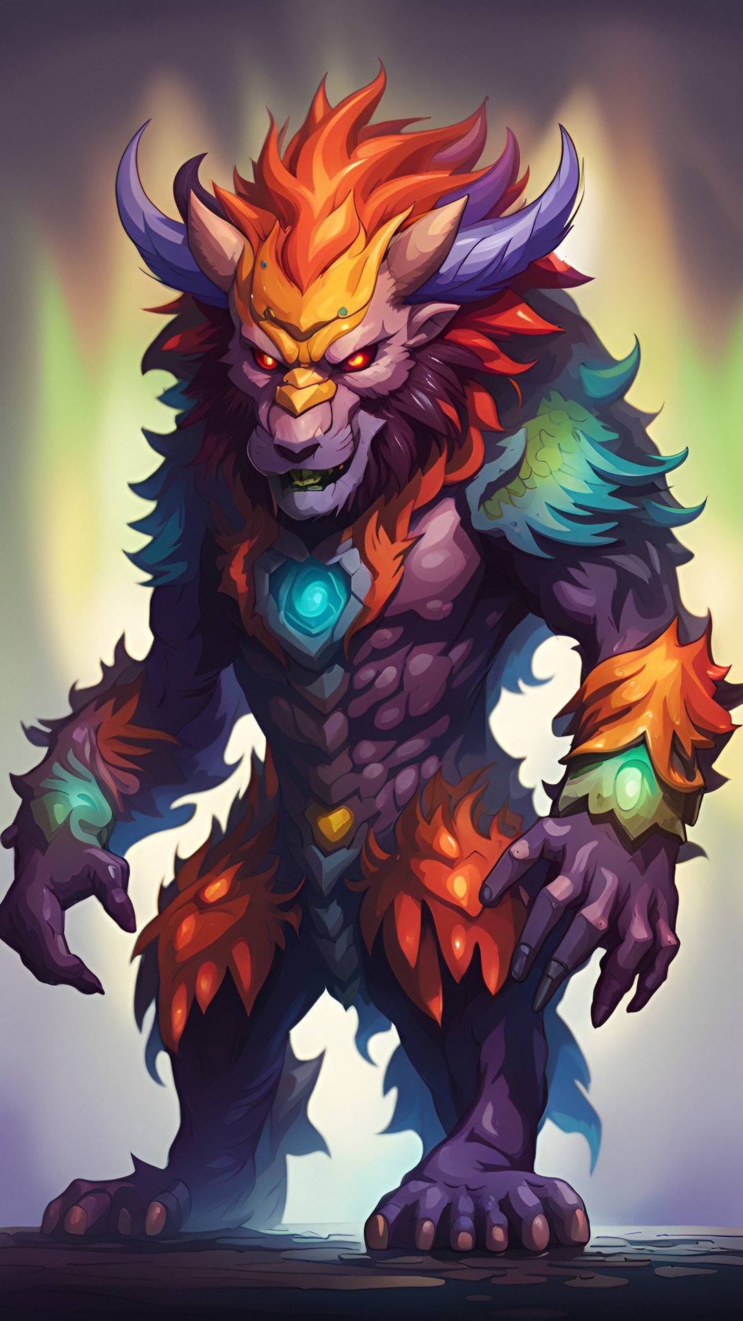 digital anime beast overlord monster fantastical full-body anthro humanoid body red orange yellow green blue purple brown preview