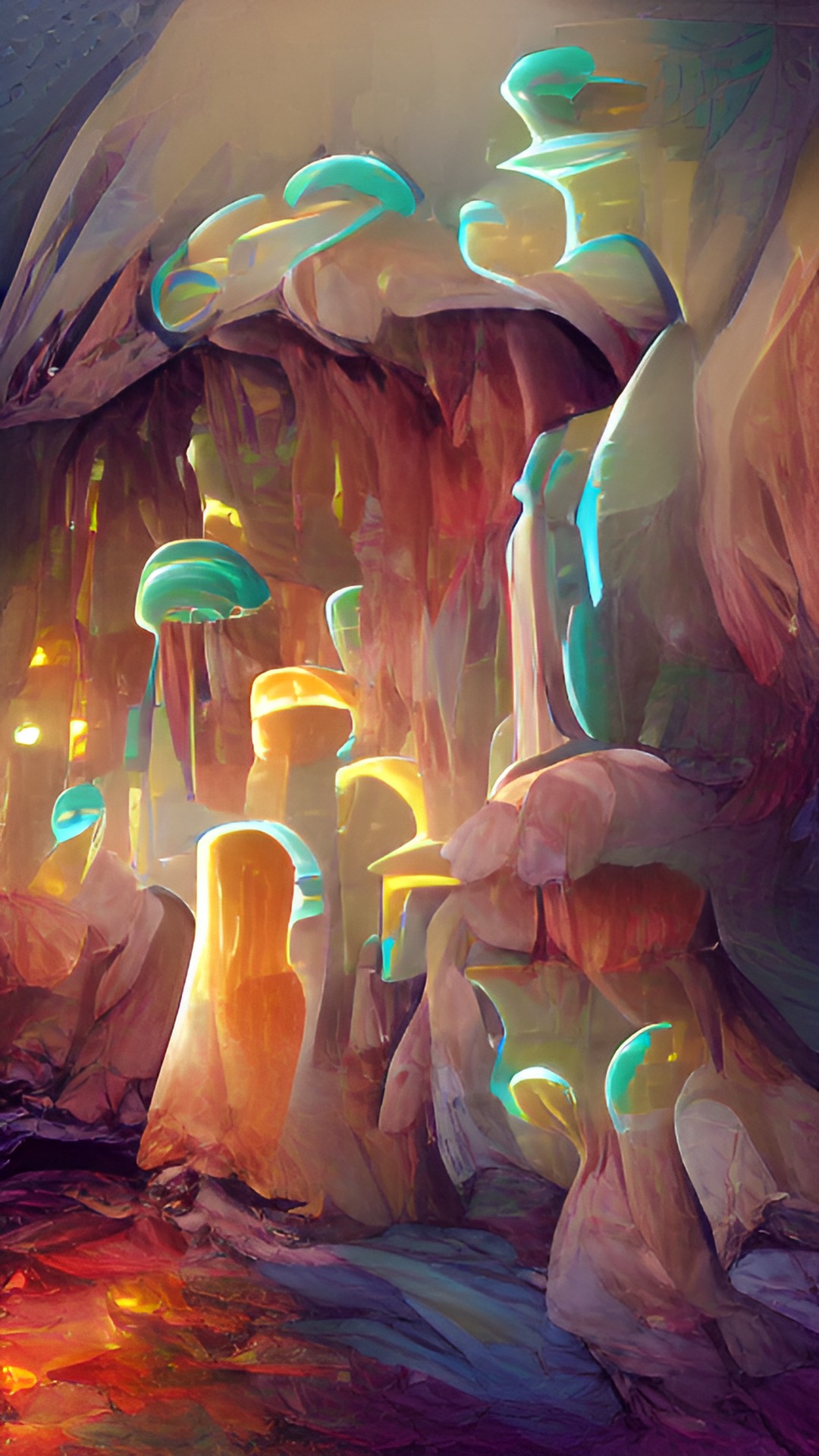 glowing mushroom forest in a cave preview