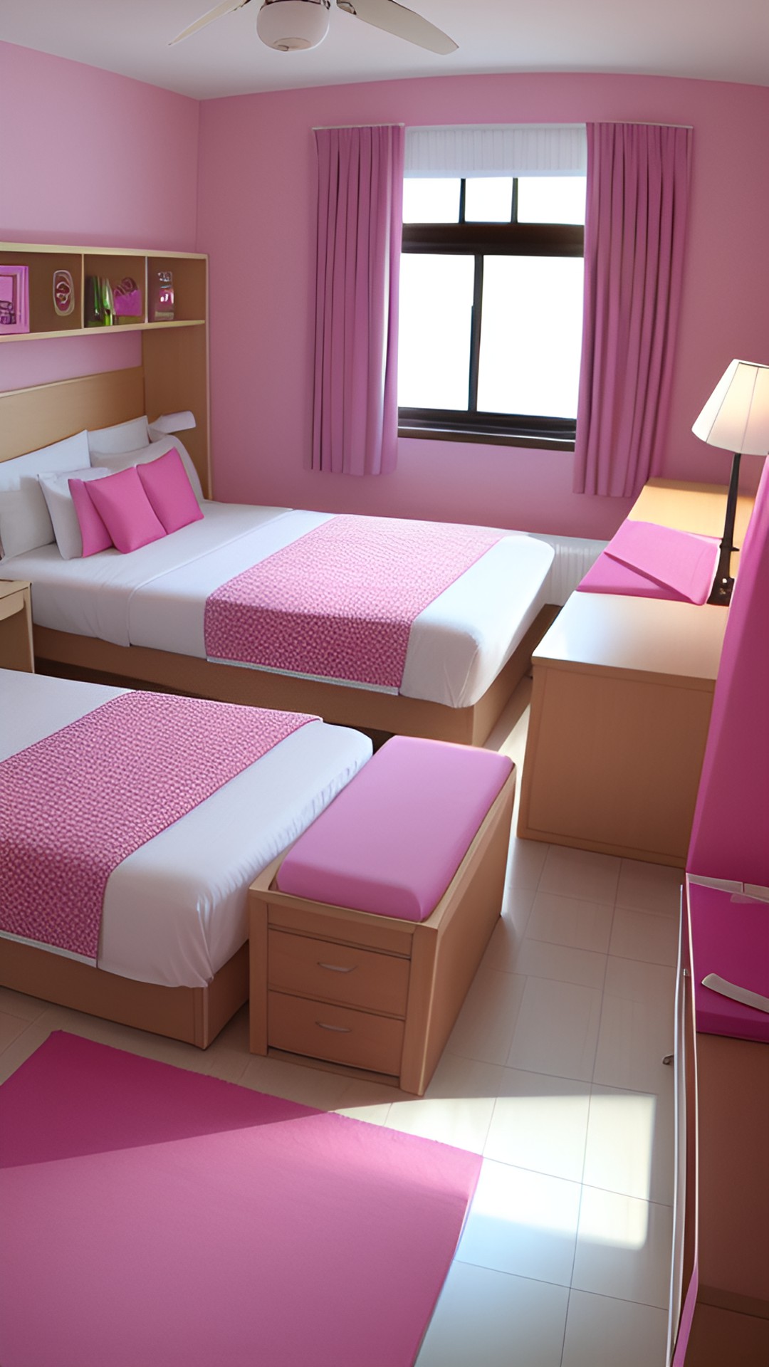 a room with pink beds preview