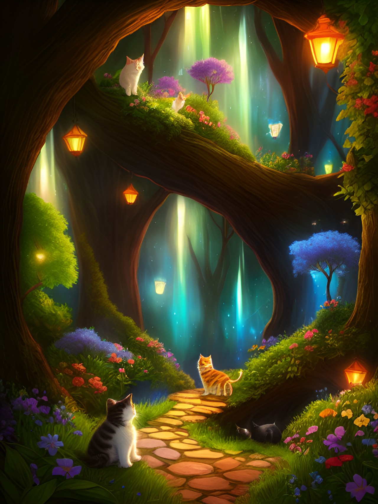 add kittens frolicking in a magic dreamscape preview