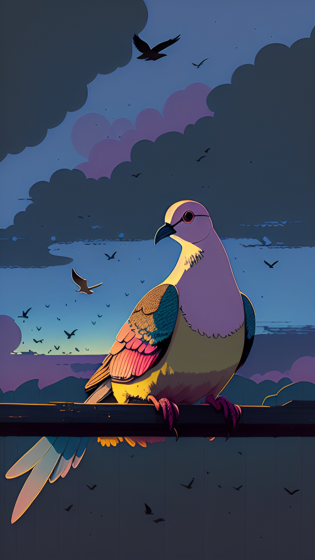 ringneck dove, sunset, pink preview