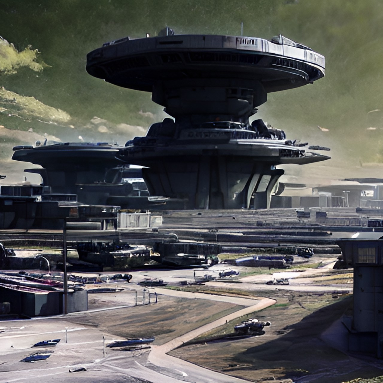 futuristic dense military base landscape preview