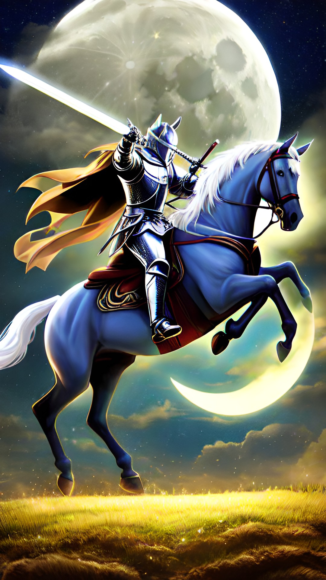 moonlit Holy Knight - holy moonlit knight on horse with lightning sword preview