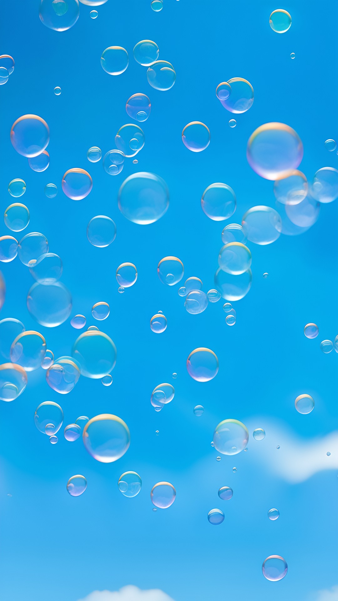 bubbles  floating away in a blue sky preview