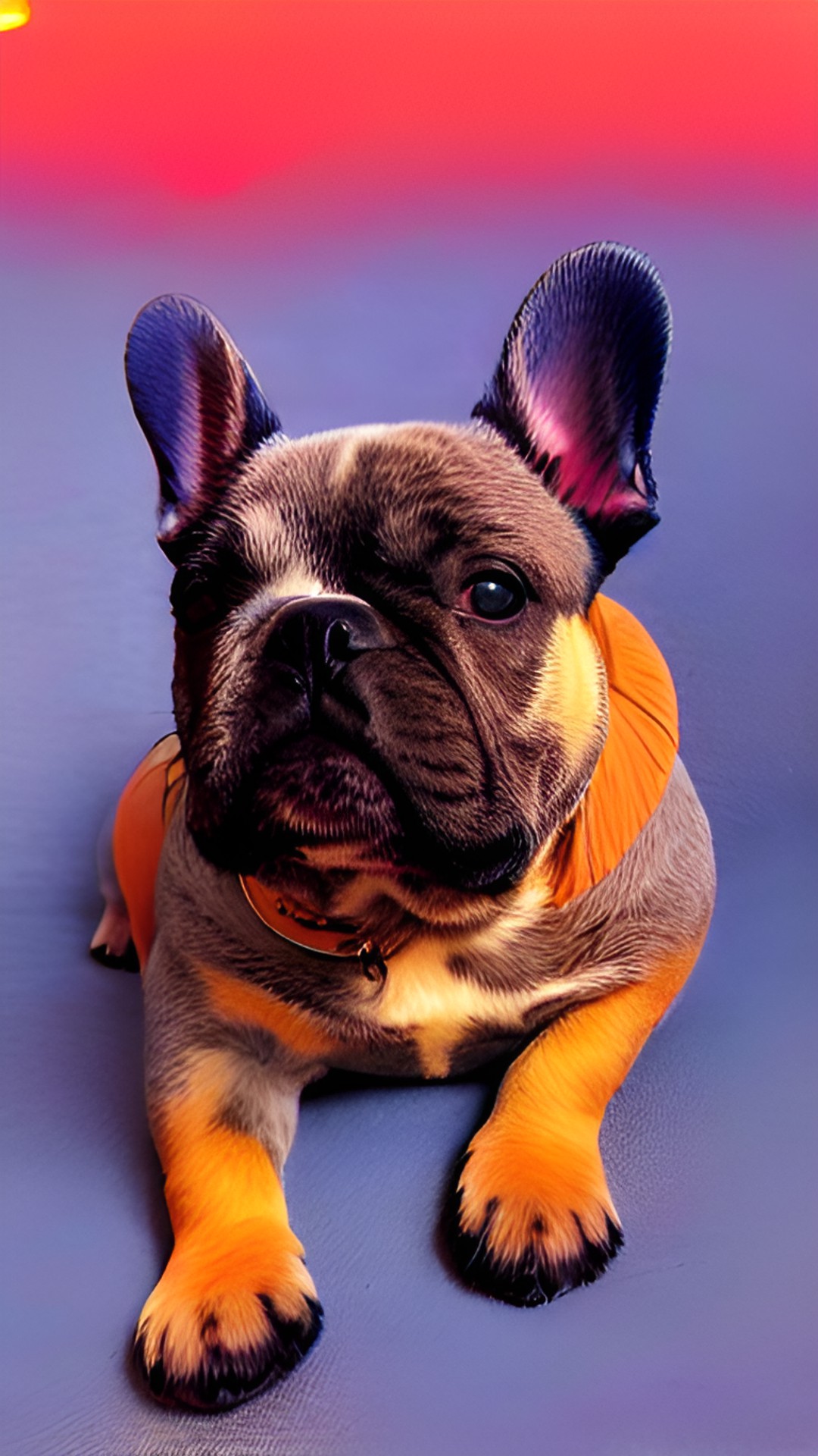 Terry - terry the blue french bulldog with tan paws, sleeping on his back dreaming of running around playing preview