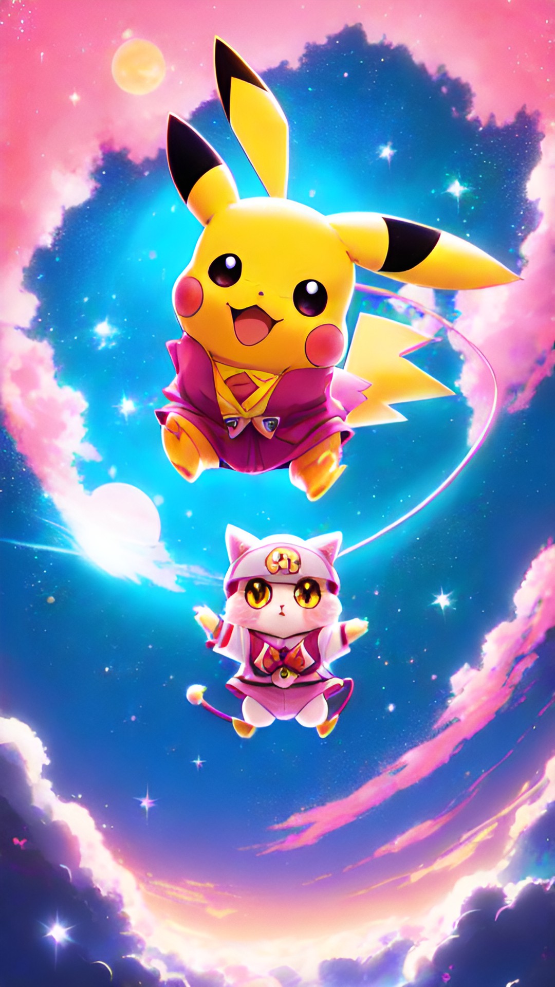 anime, pink, pikachu, space, sailor moon preview