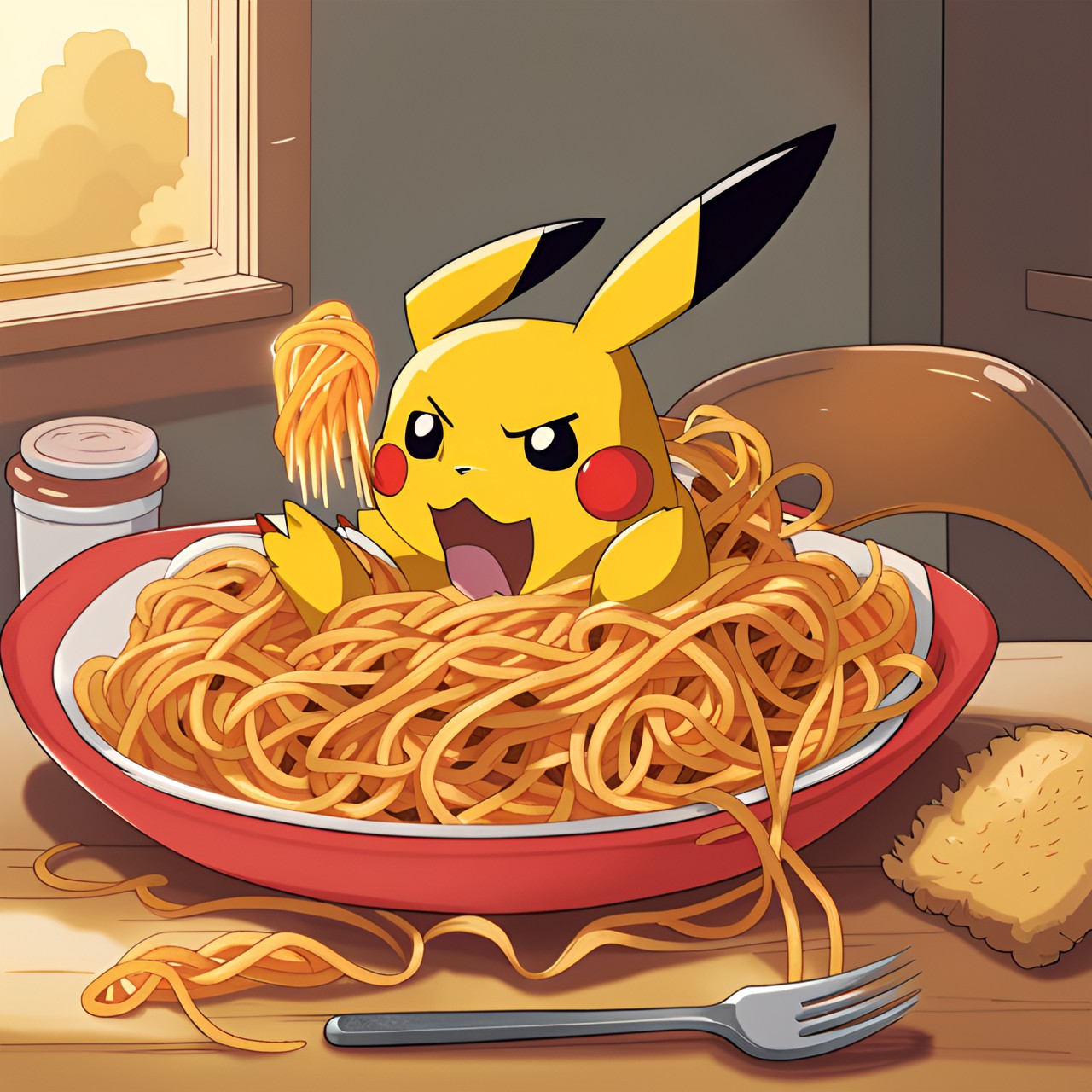 pikachu pokemon eating spaghetti preview