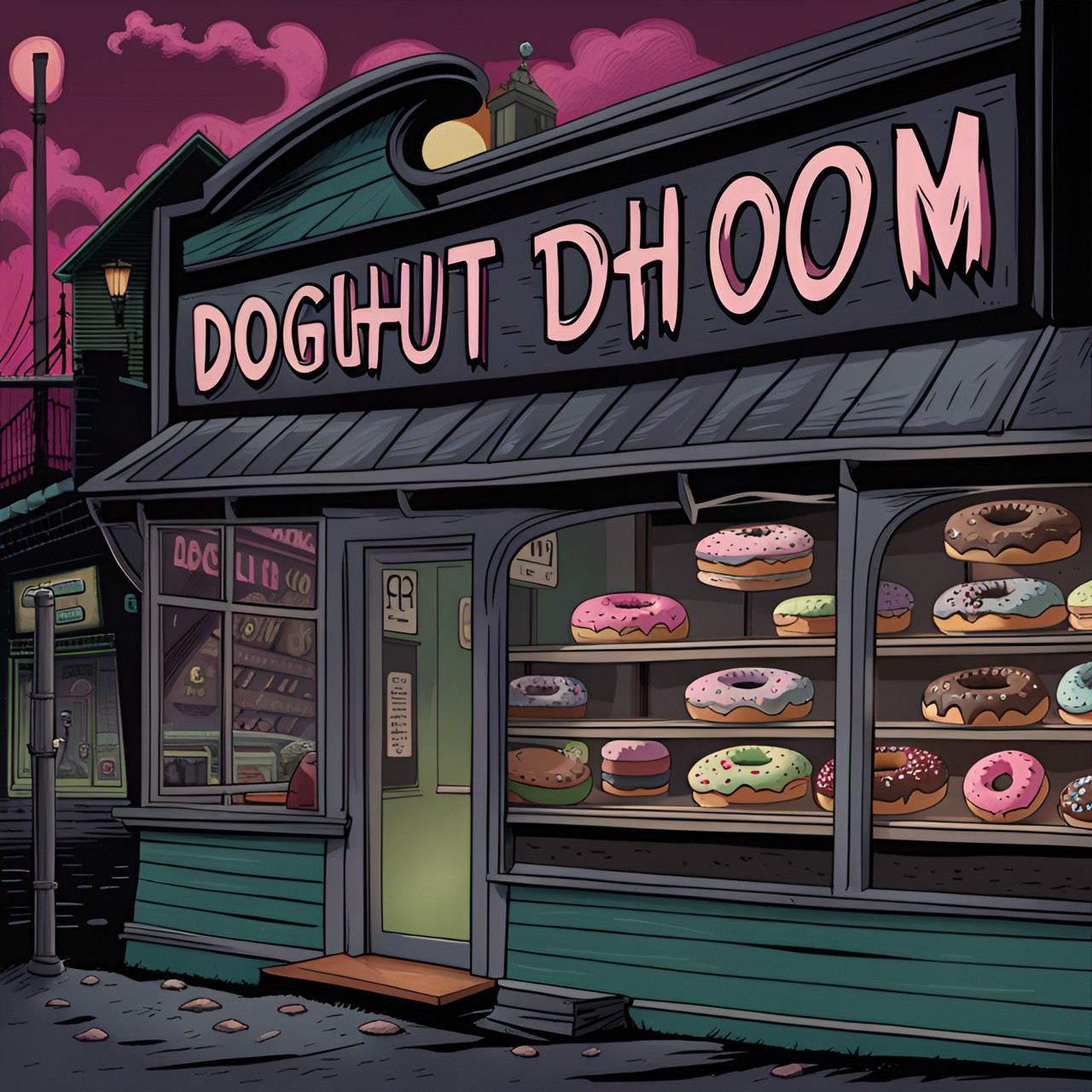 doughnut shop of doom, horror, dark ominous, dreadful preview