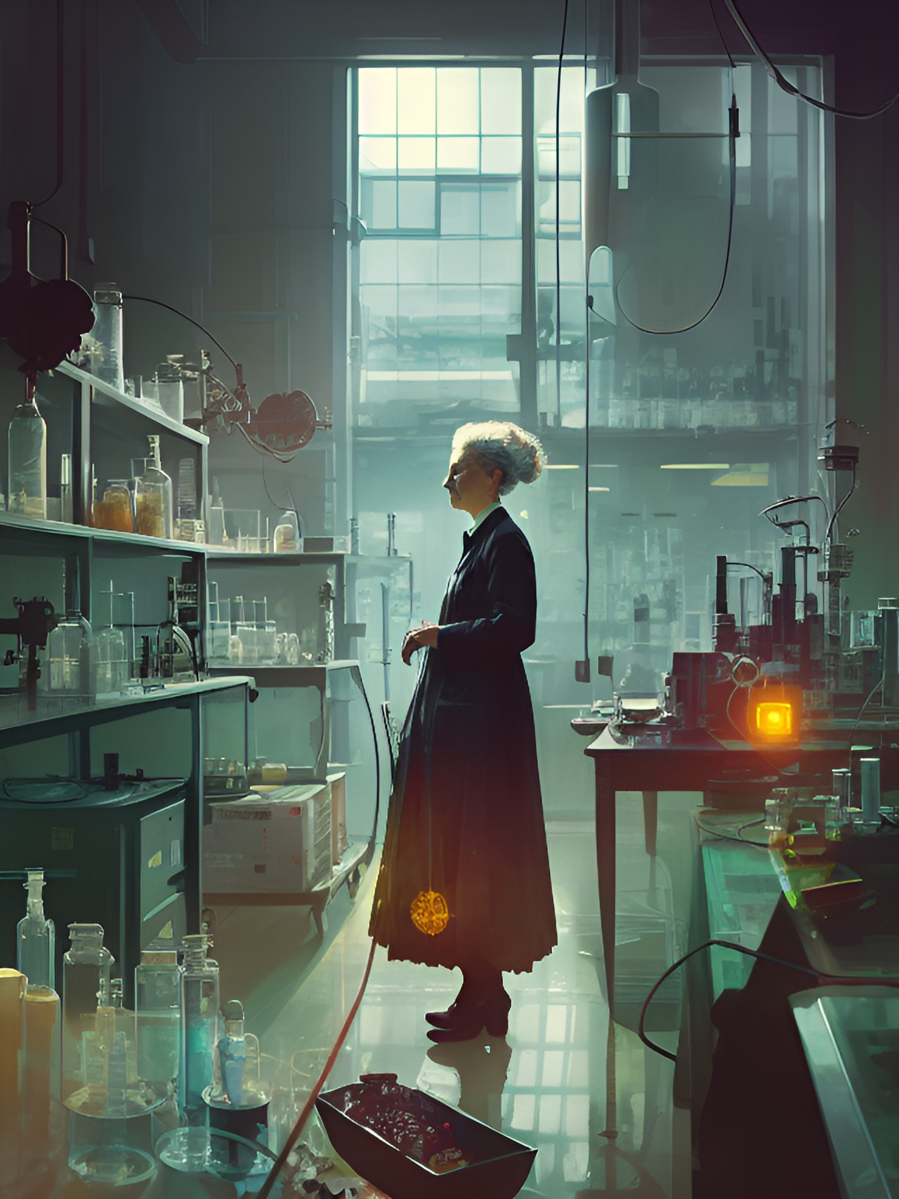 Marie Curie - portrait of marie curie in chemistry lab preview