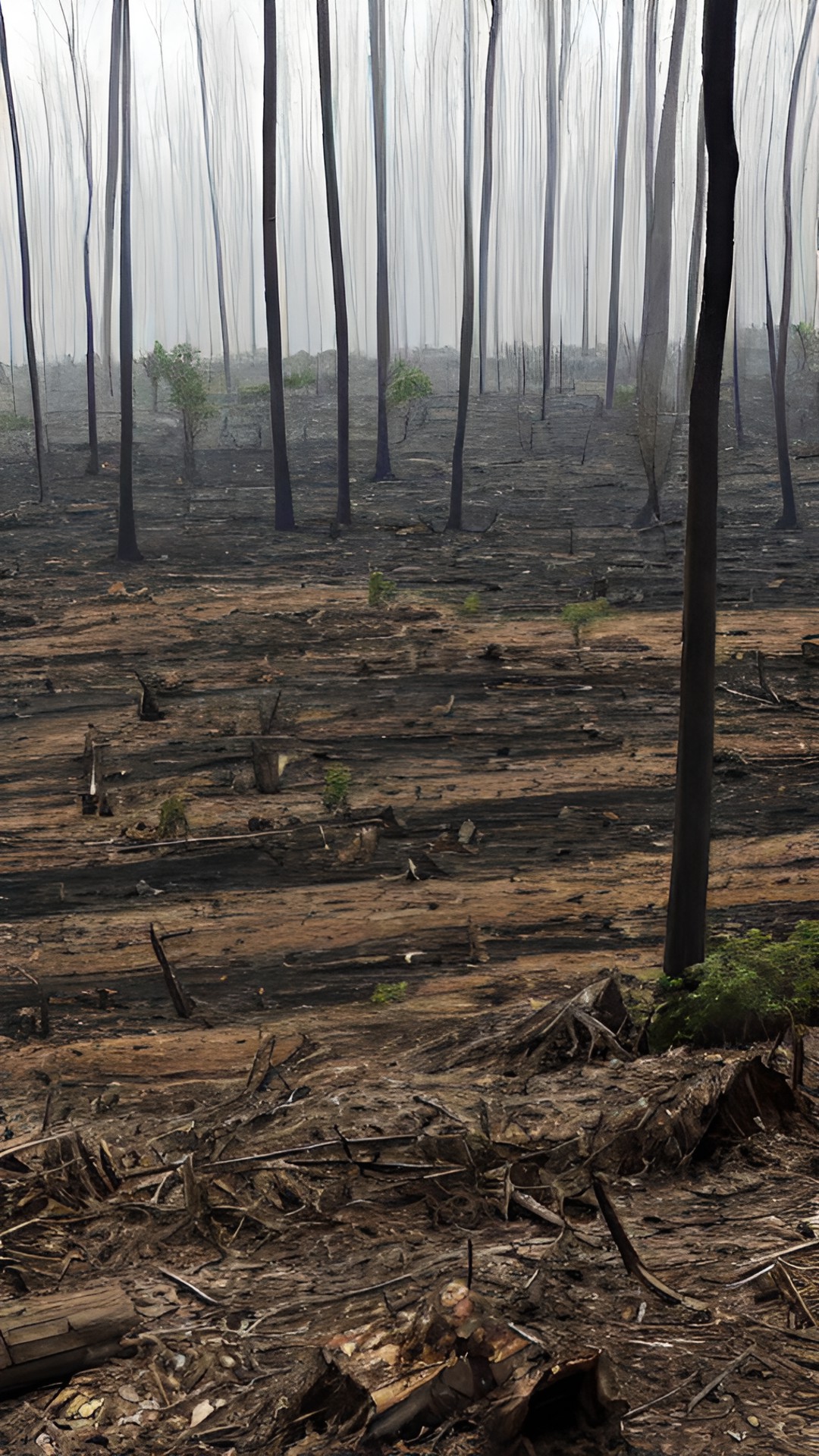 destroyed forests - the forests have been destroyed. all that is left are charred tree stumps and blackened earth. preview