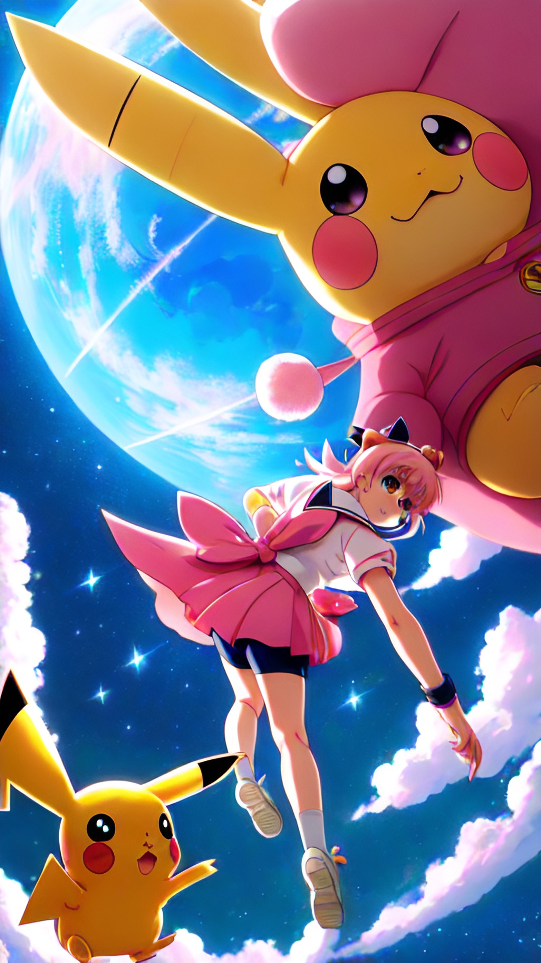 anime, pink, pikachu, space, sailor moon preview