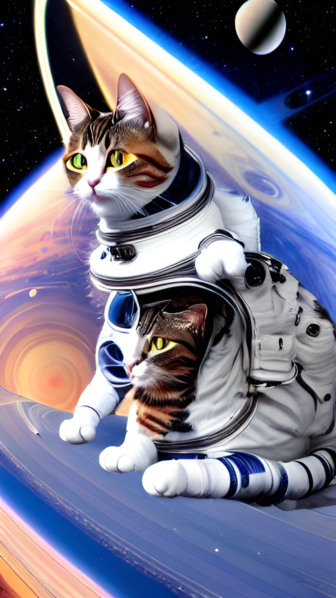 Recat - cat in a spaceshuttle in space with saturn in backround preview