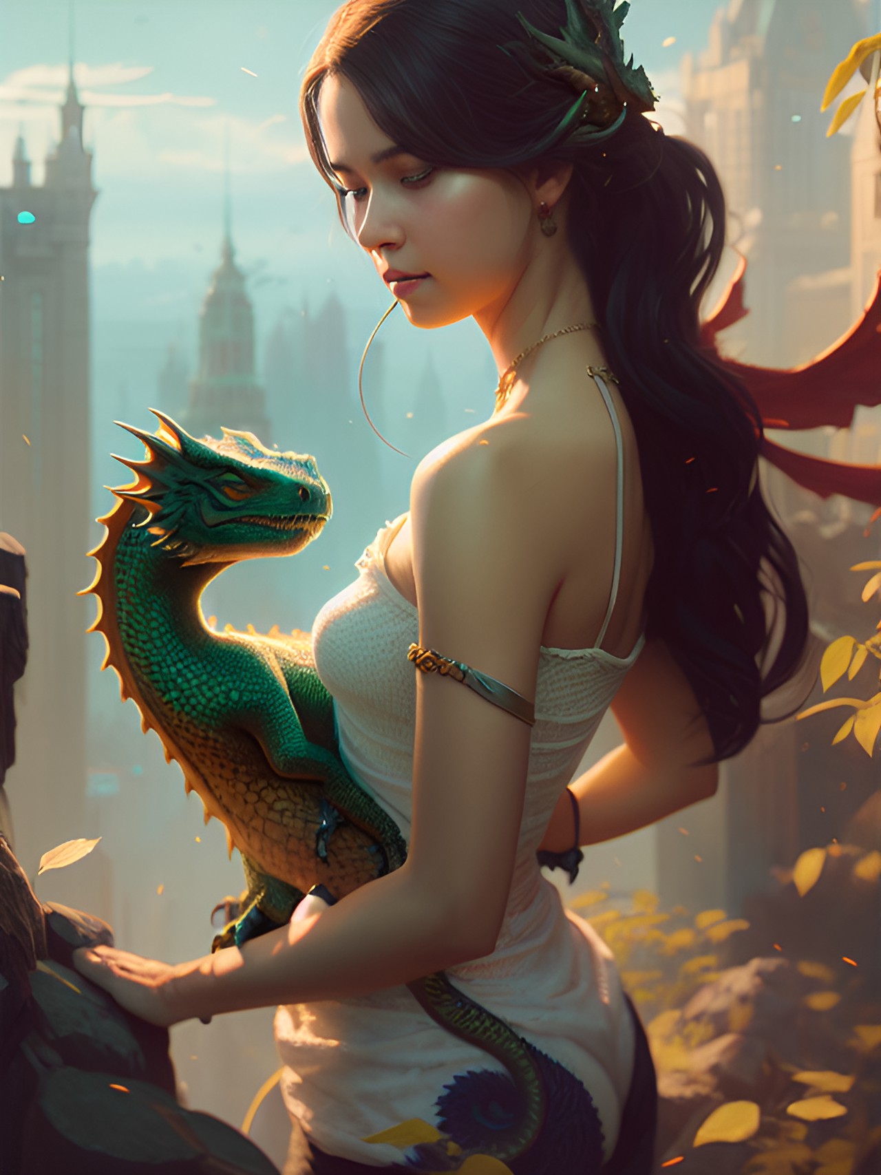 Raising the Next Gen - gorgeous woman with baby dragon preview