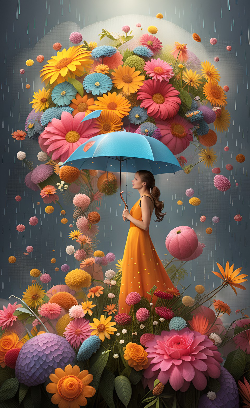 superb imagination, rain of flowers 3d, 32k preview