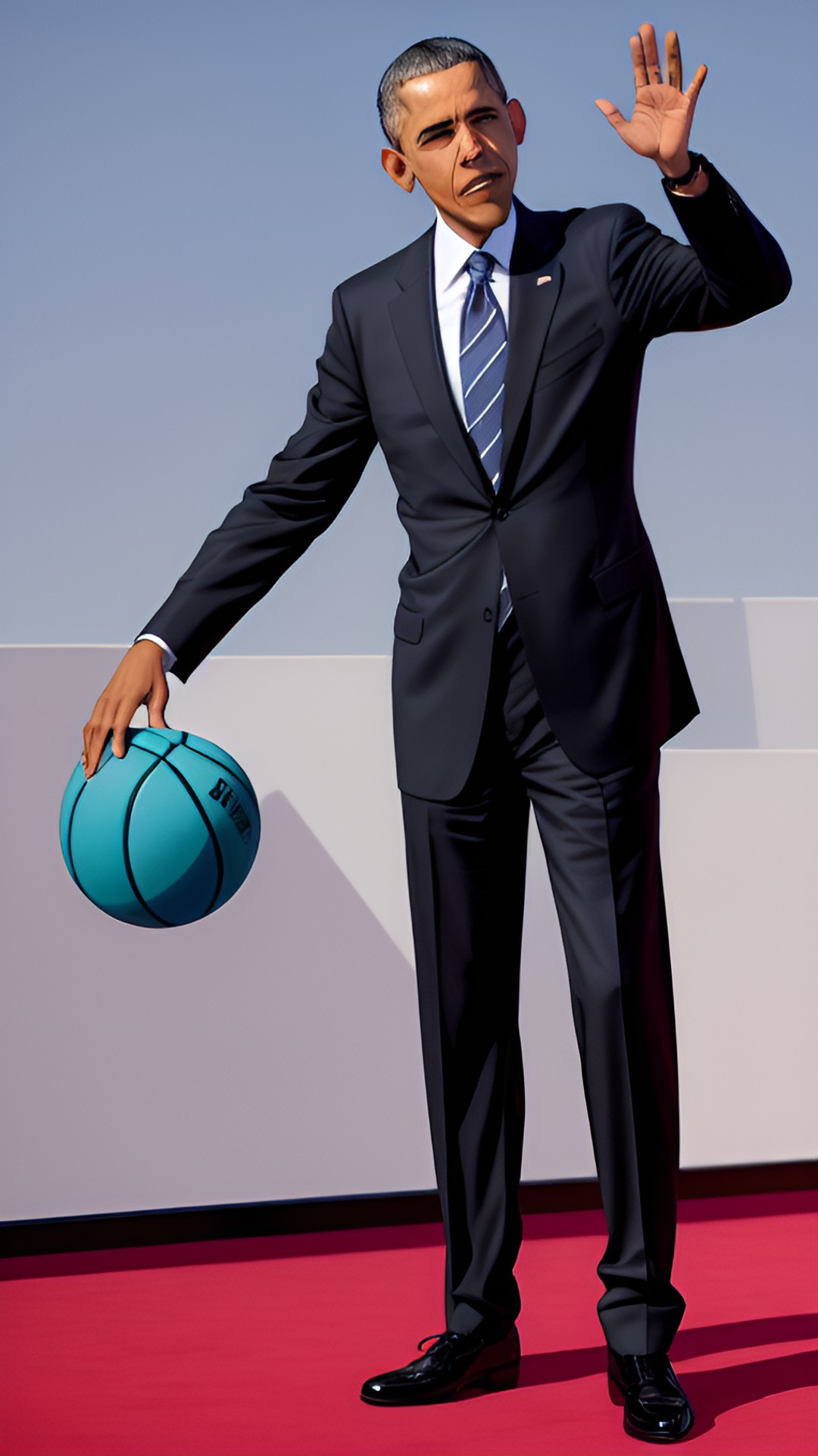 president obama wearing a suit dribbling a basketball preview