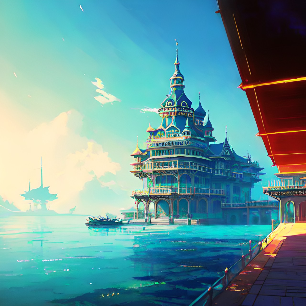 palace on the sea floor, ambient￼ atmosphere ,under water preview