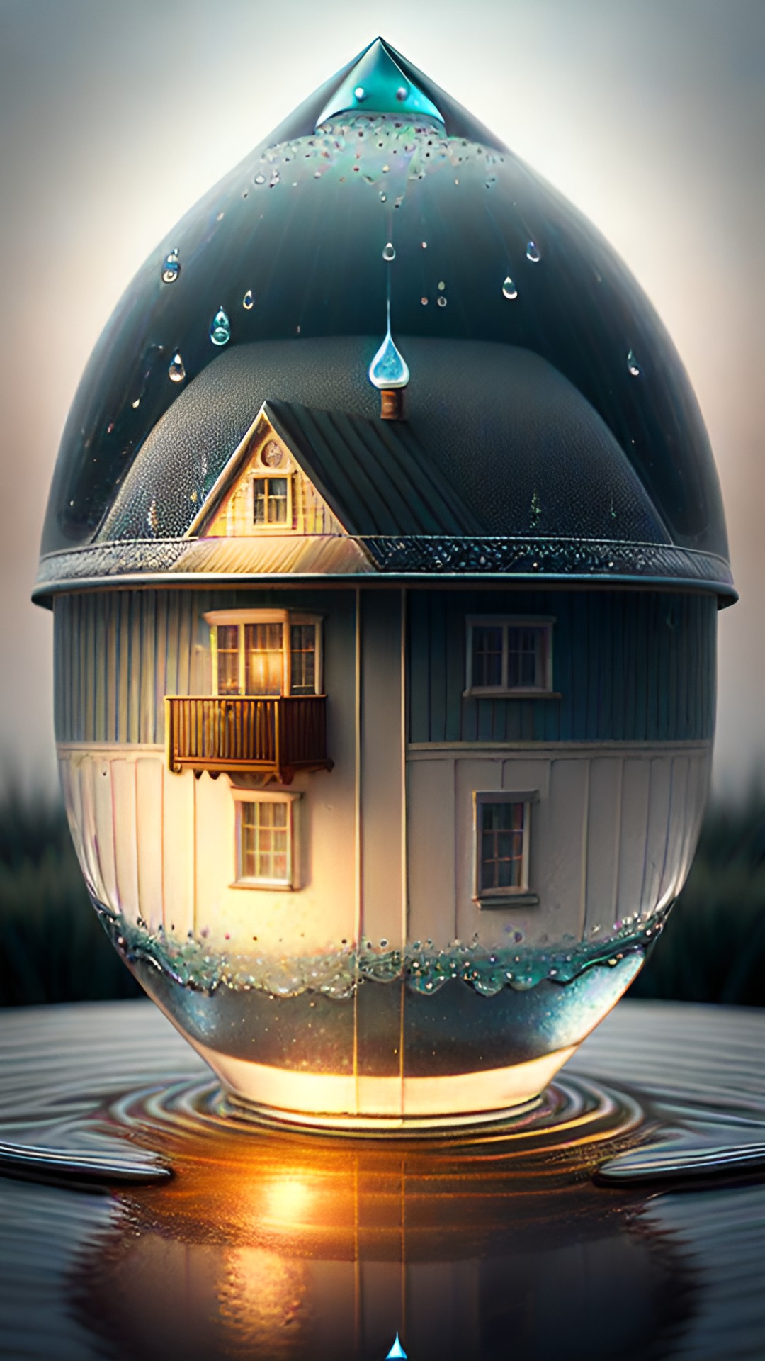 Water home - water droplet house realistic preview