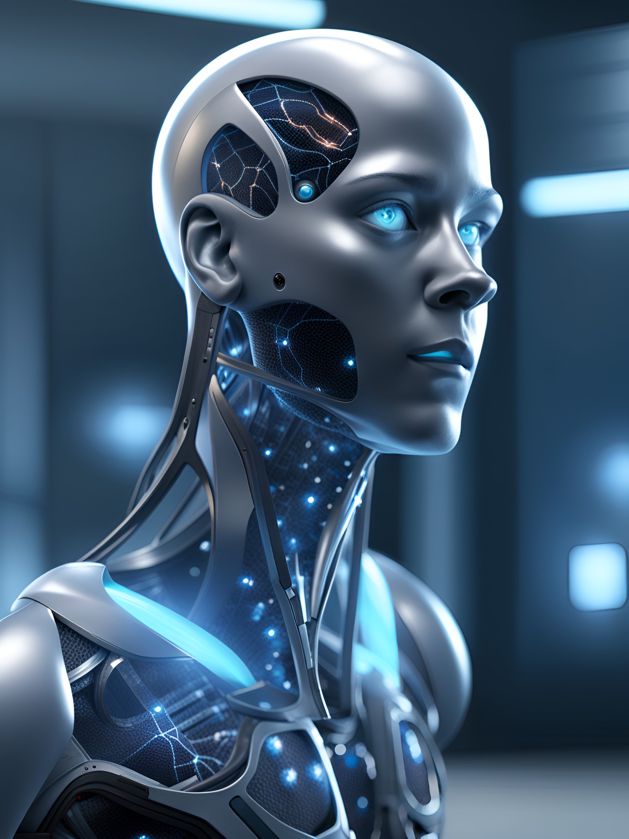 hydrogen-based humanoid life form, realistic, uhd preview