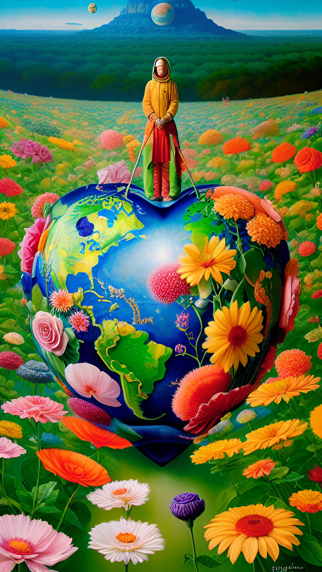 our world Flora v2 - the earth in the shape of a huge heart
all sourrounded by loads of fowers
highly detailed realistic preview