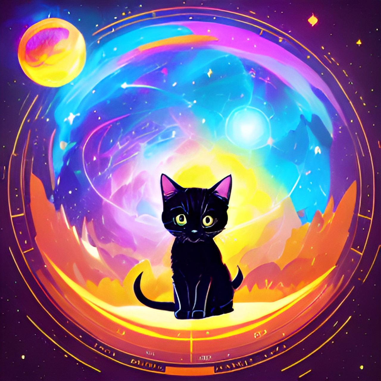 Mystic kitten - magic divine kitten at the center of the universe - this kitten is at the center of the universe and everything revolves around it. it is a magical, divine creature that is totally adorable. preview