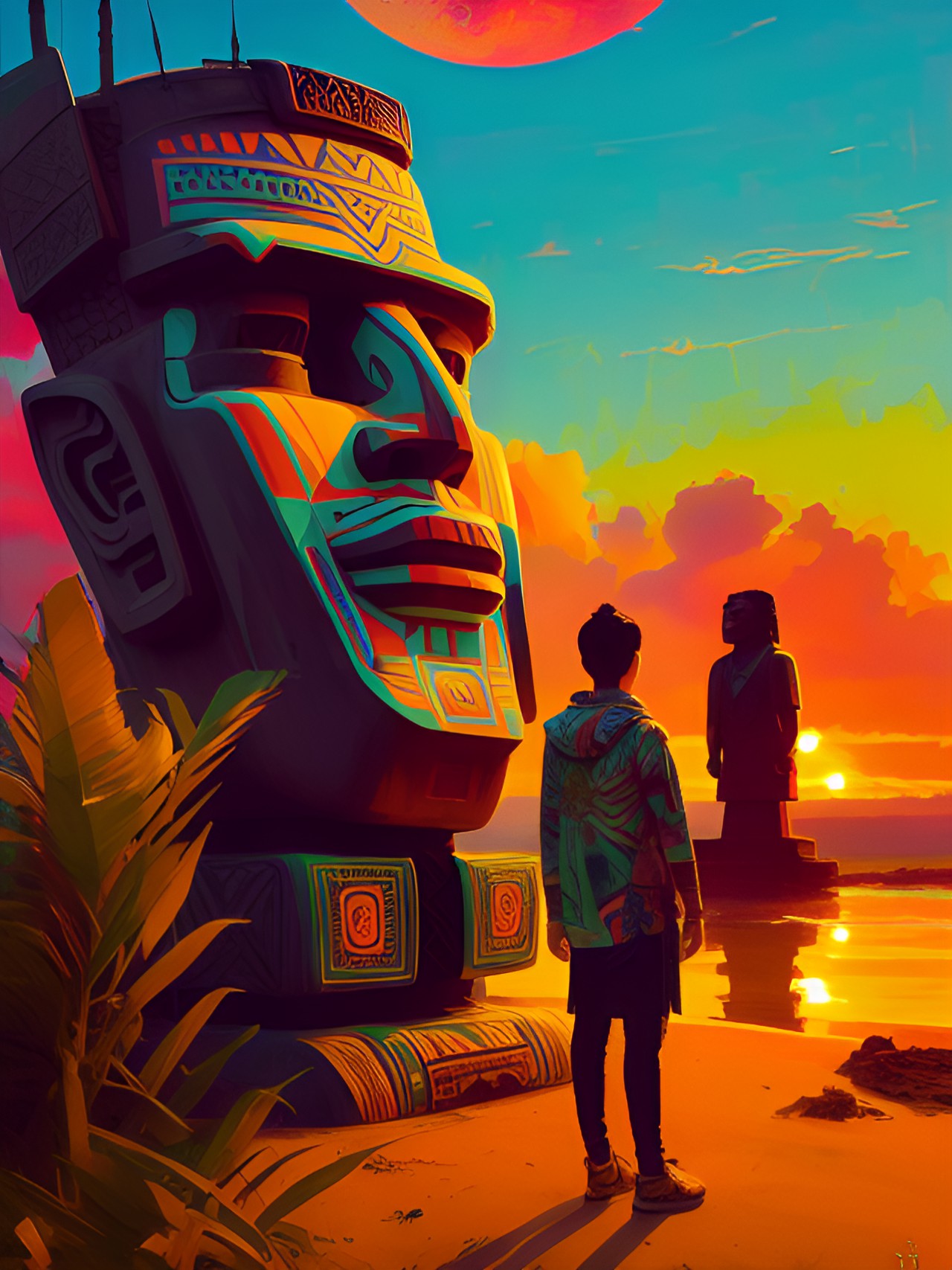 Surf Point, Iowa. - looking at the tiki moai sunset preview