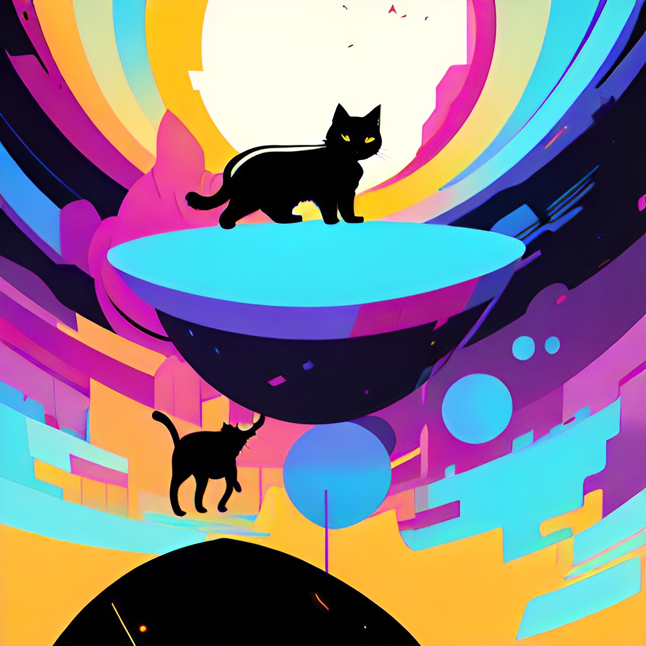 colorful background and black cat preview