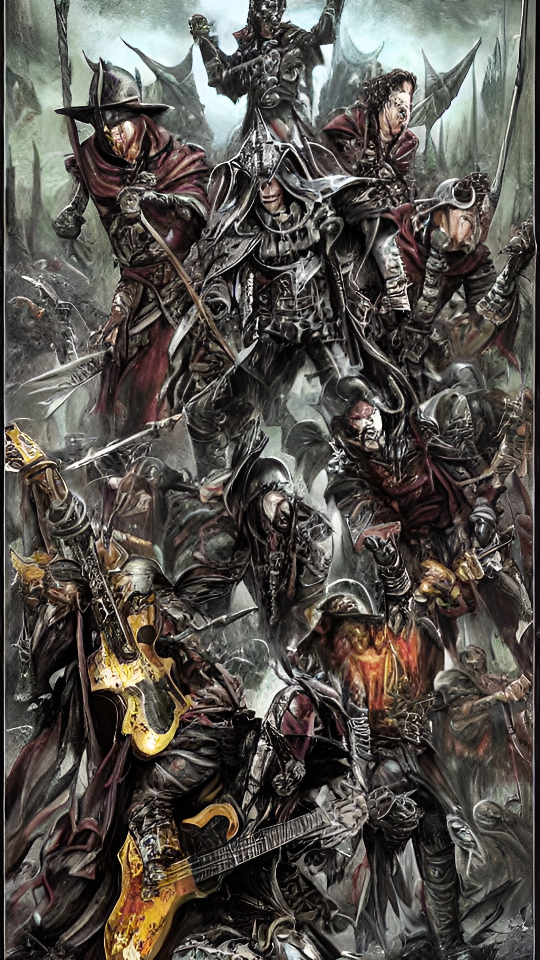 epic image of metal musicians warriors  , noir preview