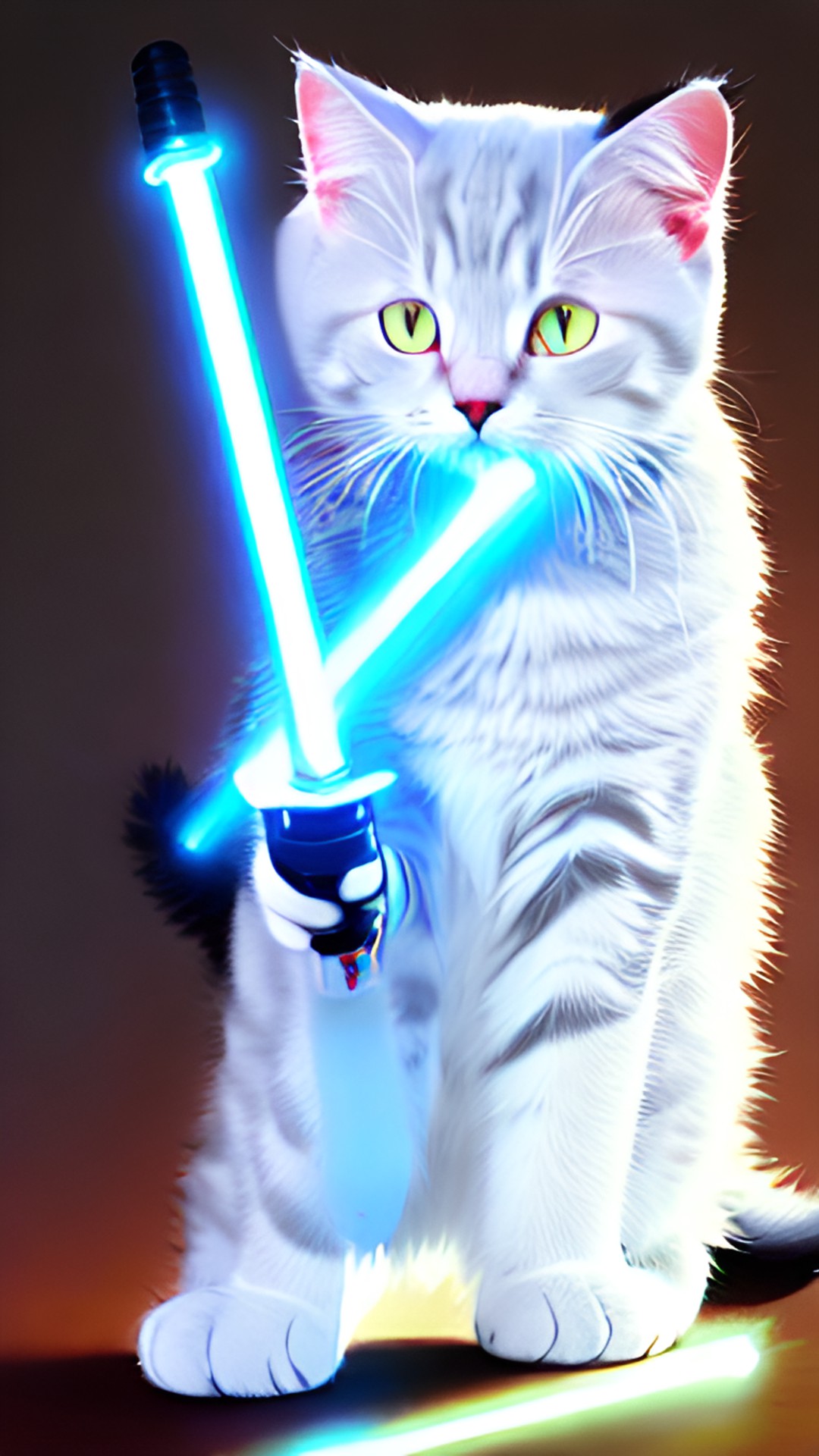 kitty with a light saber preview