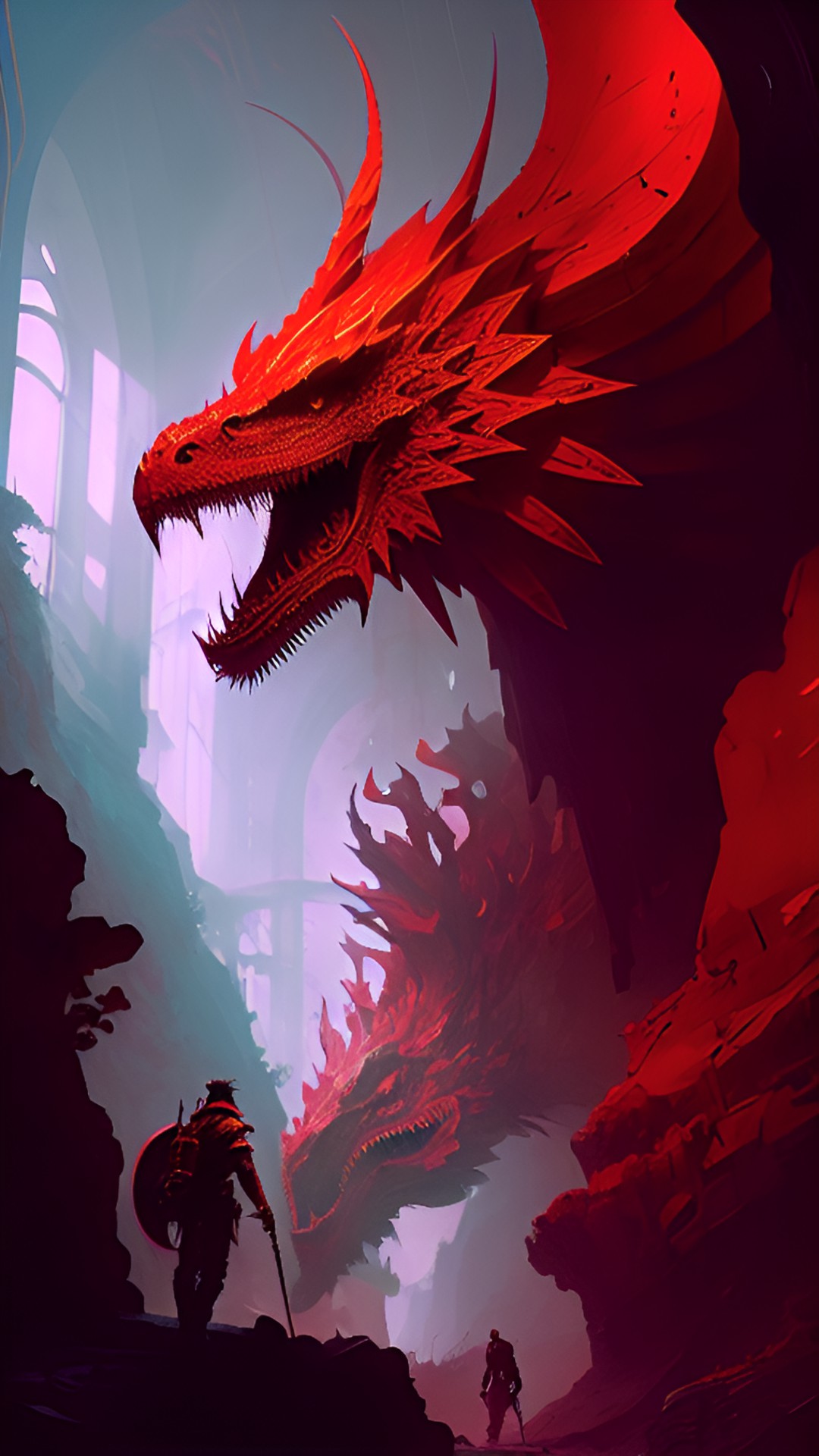 Inquisitive Dragons - red hydra in treasure cave. greek heroes preview