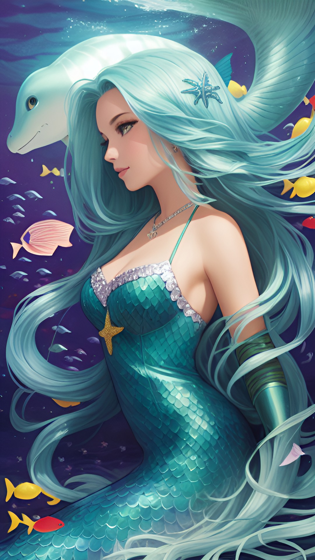 a mermaid with long flowing hair preview