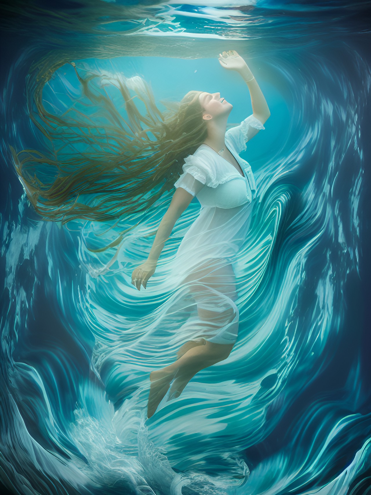 a woman swept up in ocean waves preview