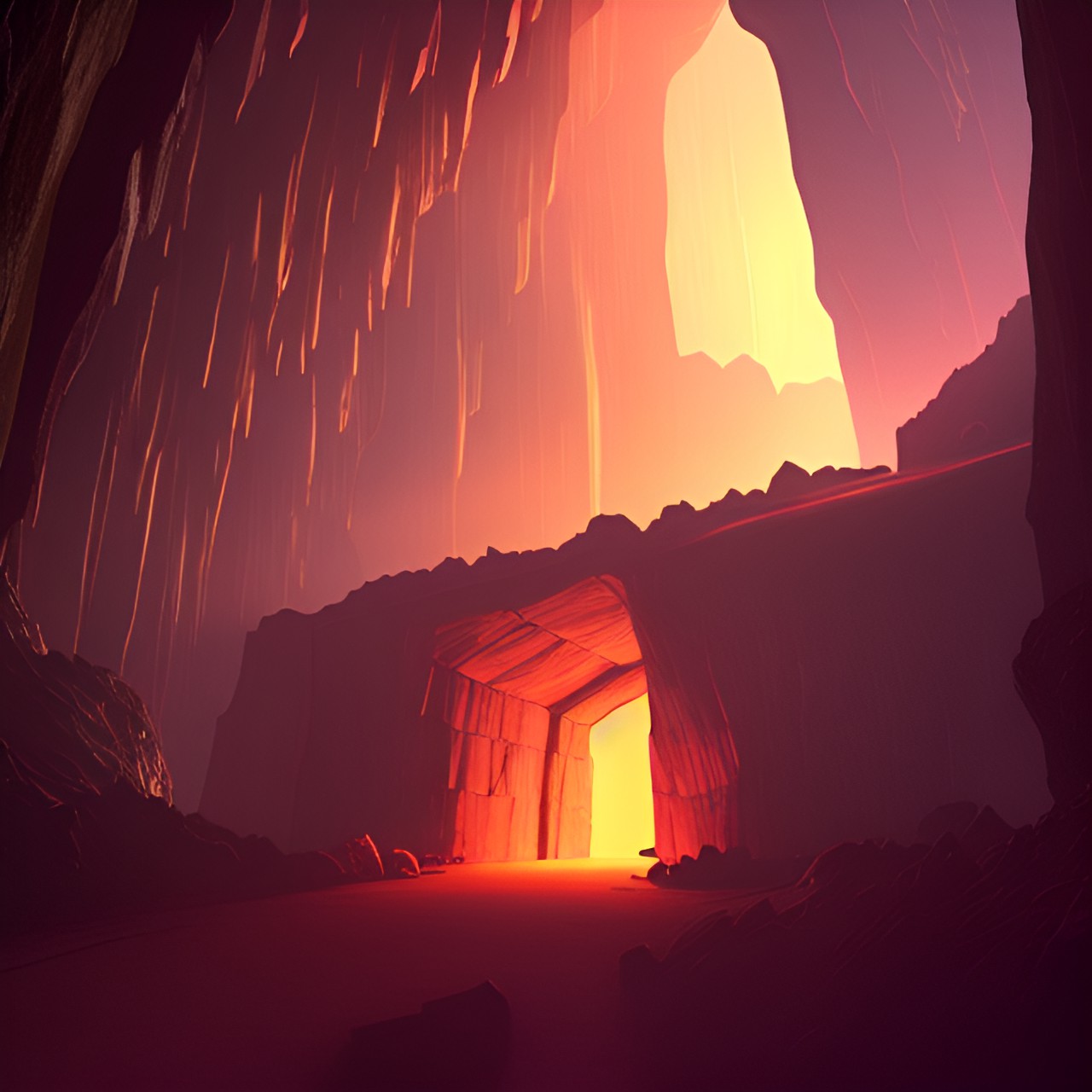 To Heaven and Hell - lighted entrance to dark cave preview