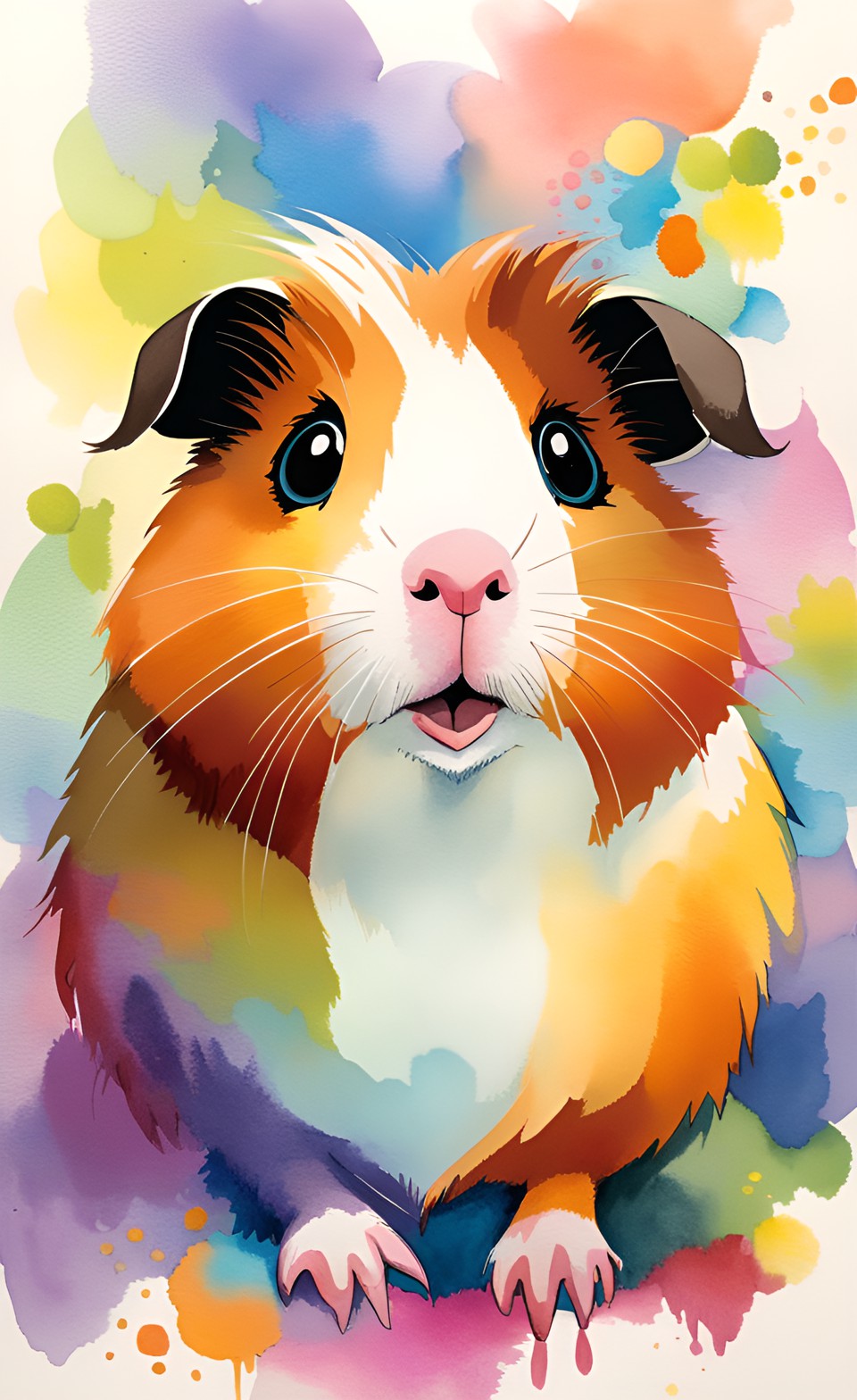 stylized cartoon, an guinea pig character with exaggerated brown almond-shaped eyes, employing a bright and playful color scheme to make the eyes the focal point. preview