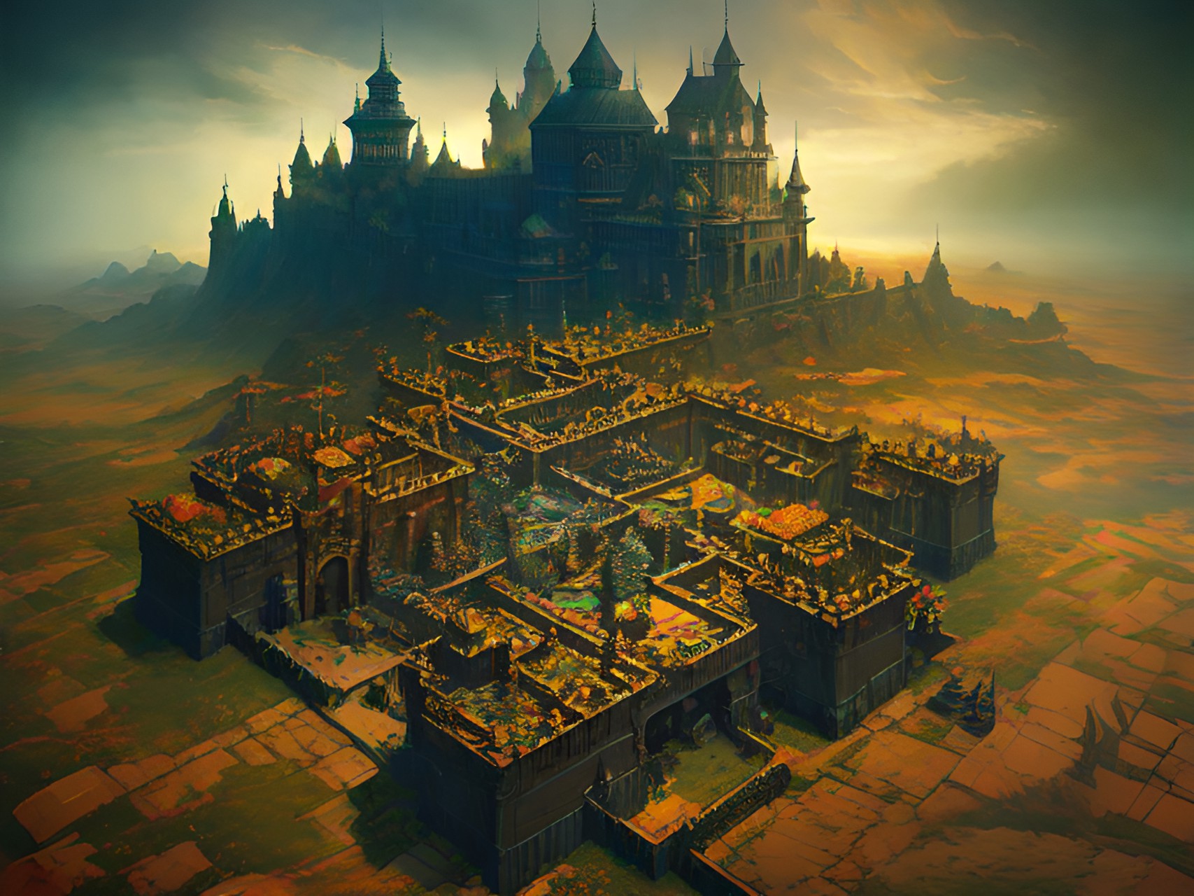 build next castle - isometric 3d render,fantasy gameplay screen preview