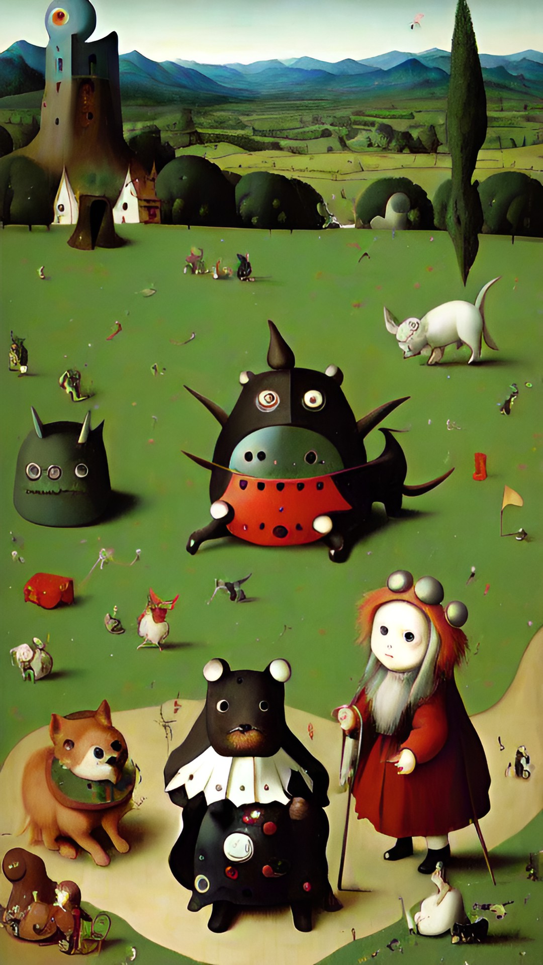 little pet monsters at play in a meadow preview