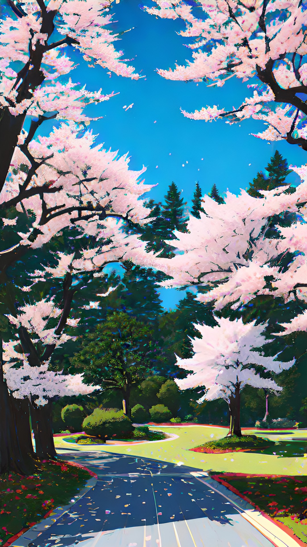 cypress trees, cherry blossom, pine trees, rose bush preview