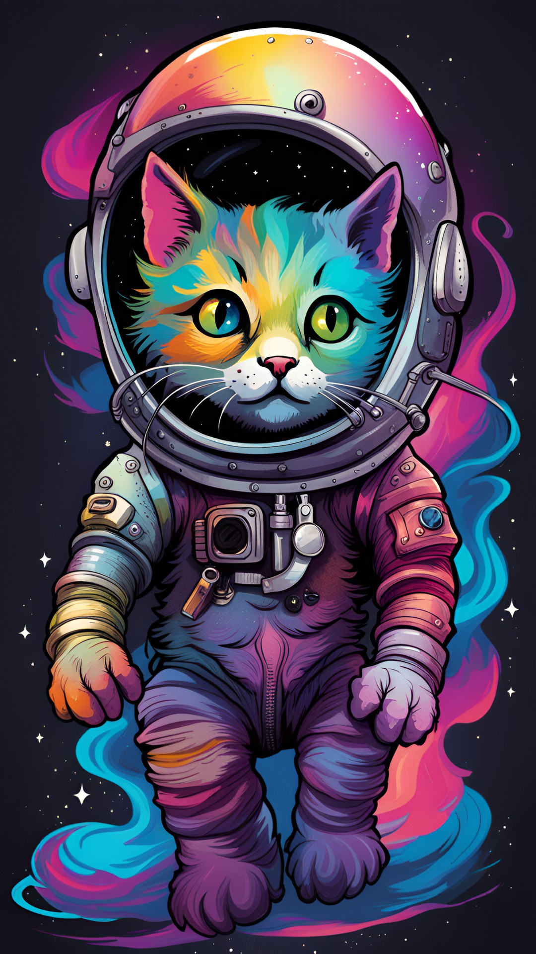 adorable vector astronaut kitten sticker art preview